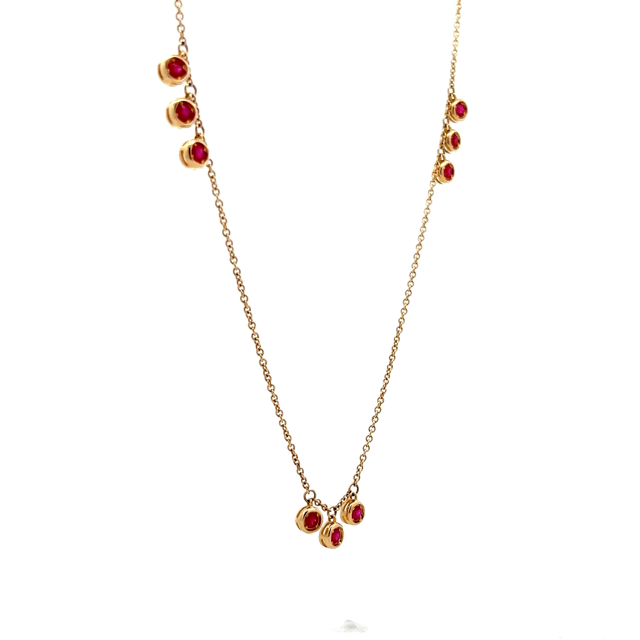 .51 Bezel Ruby Dangle Necklace in 14k Yellow Gold - Image 3