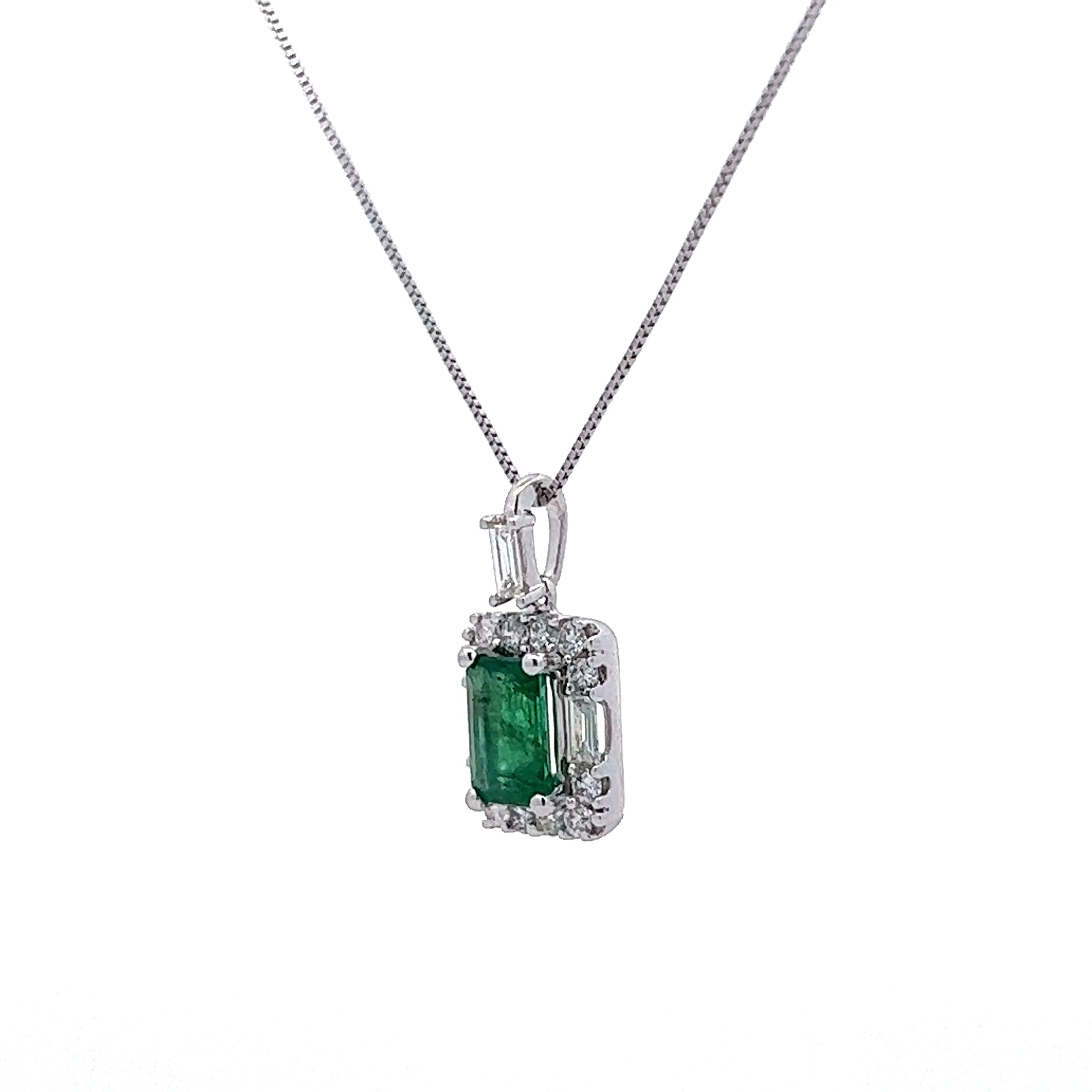 .51 Emerald & Diamond Pendant in 14k White Gold - Image 2