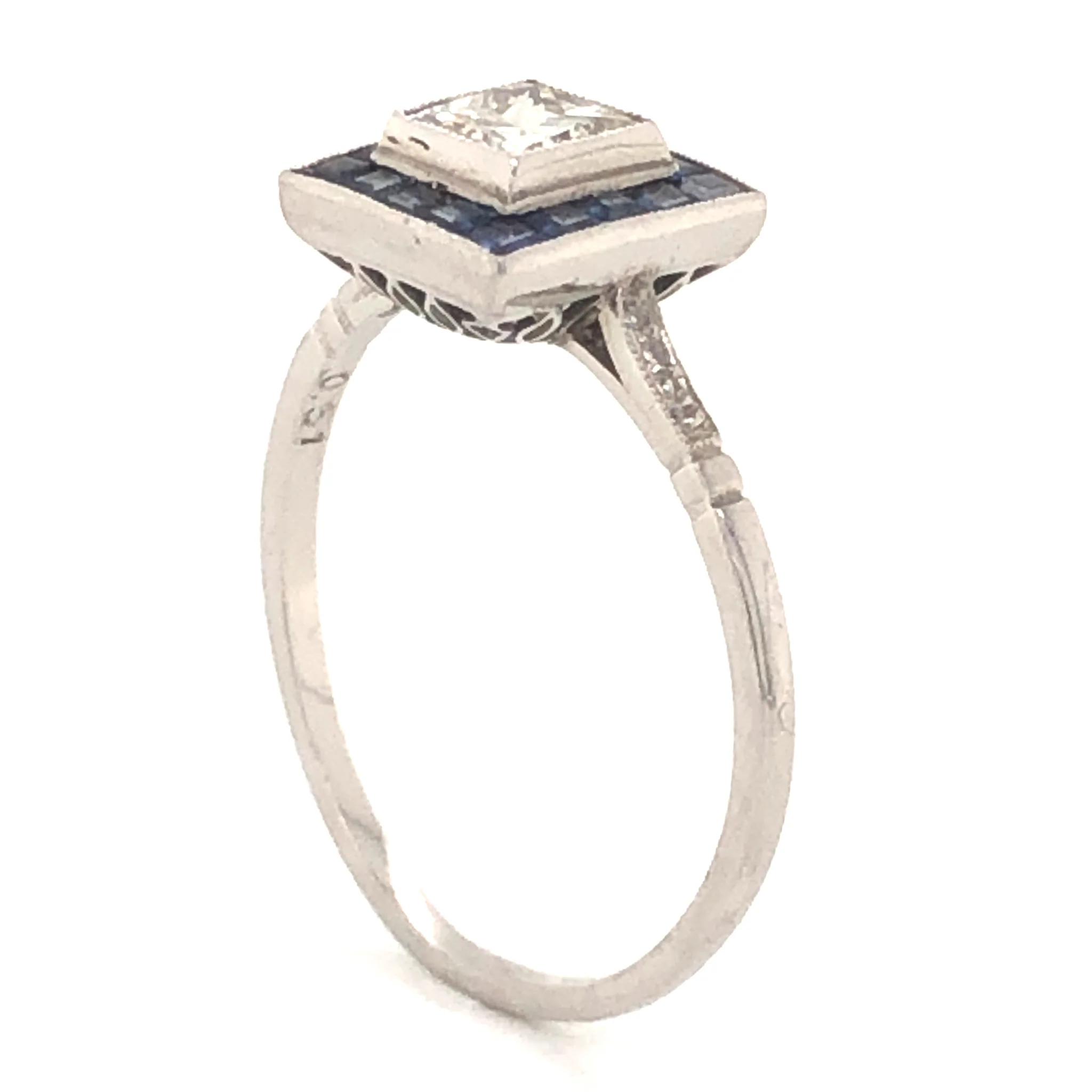 .51 Princess Cut Diamond & Sapphire Ring in Platinum - Image 5