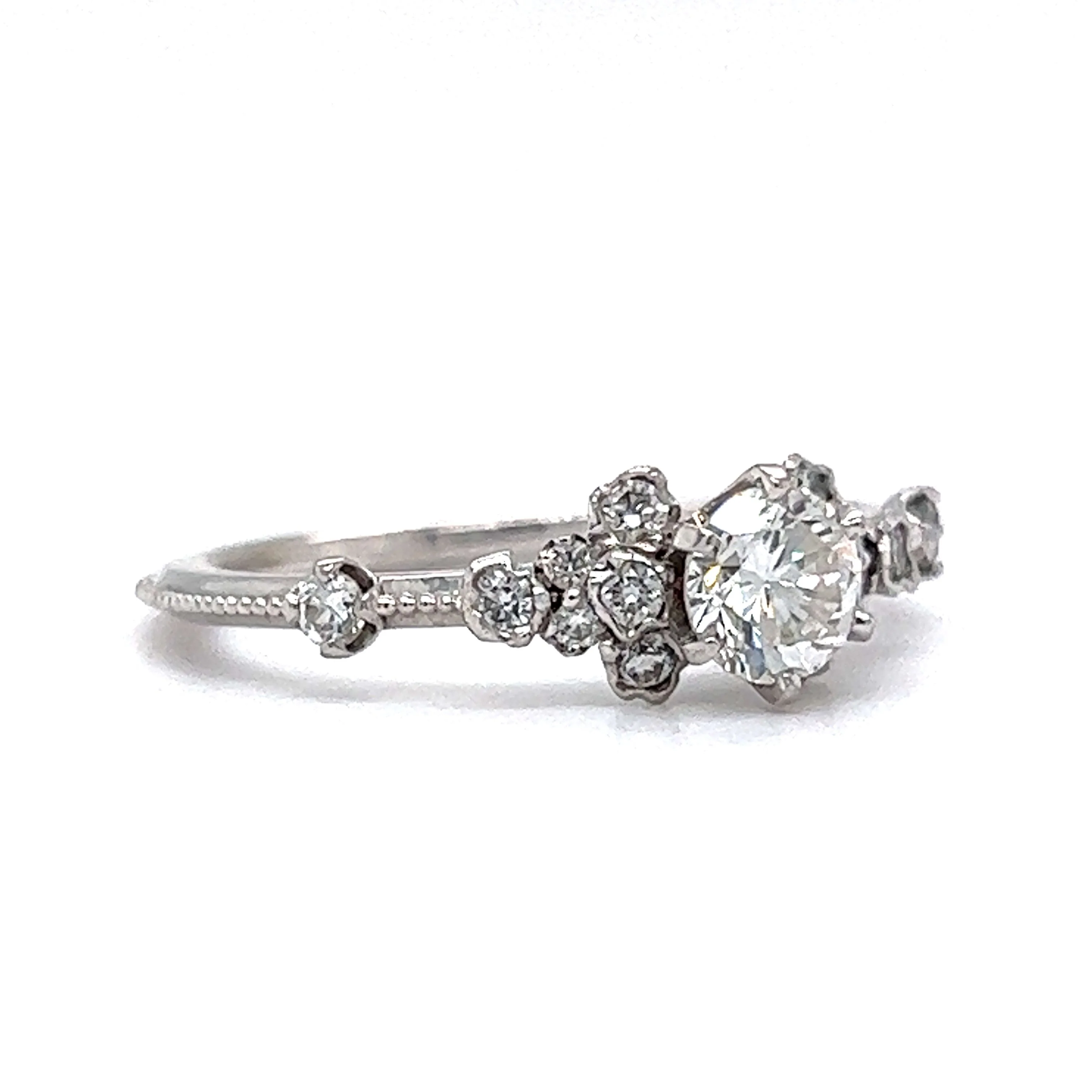 .51 Round Diamond Cluster Engagement Ring in 18k White Gold - Image 3