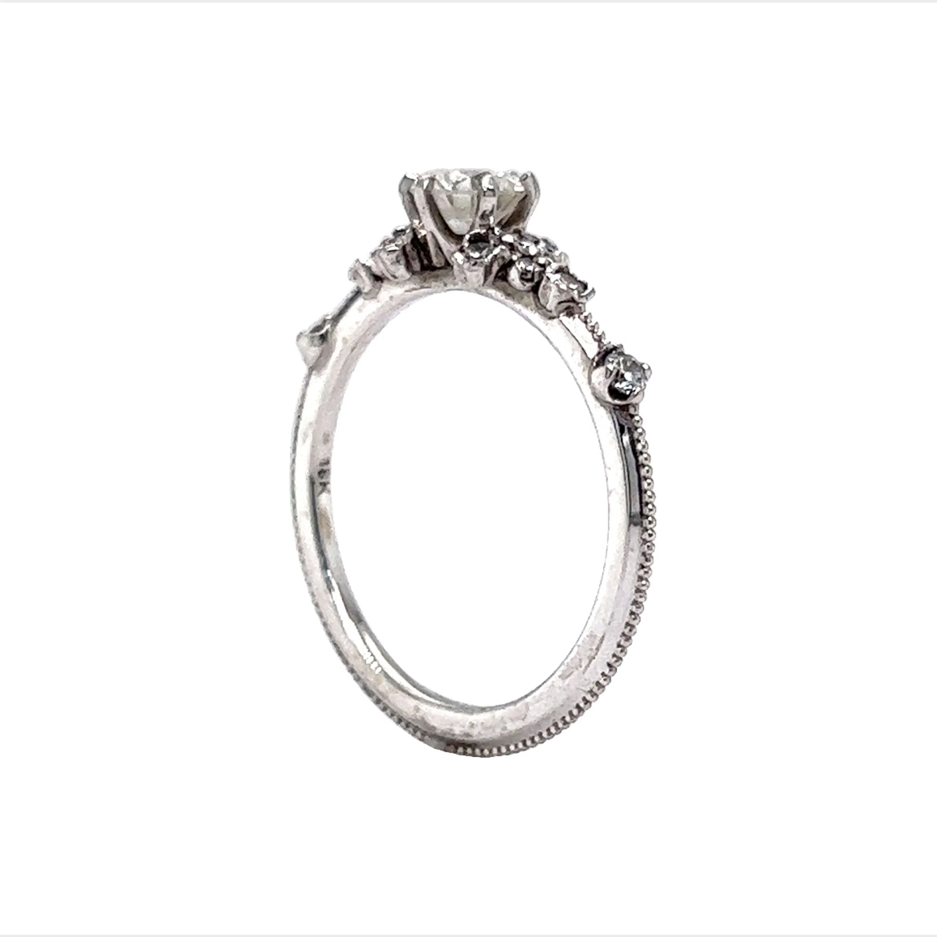 .51 Round Diamond Cluster Engagement Ring in 18k White Gold - Image 4