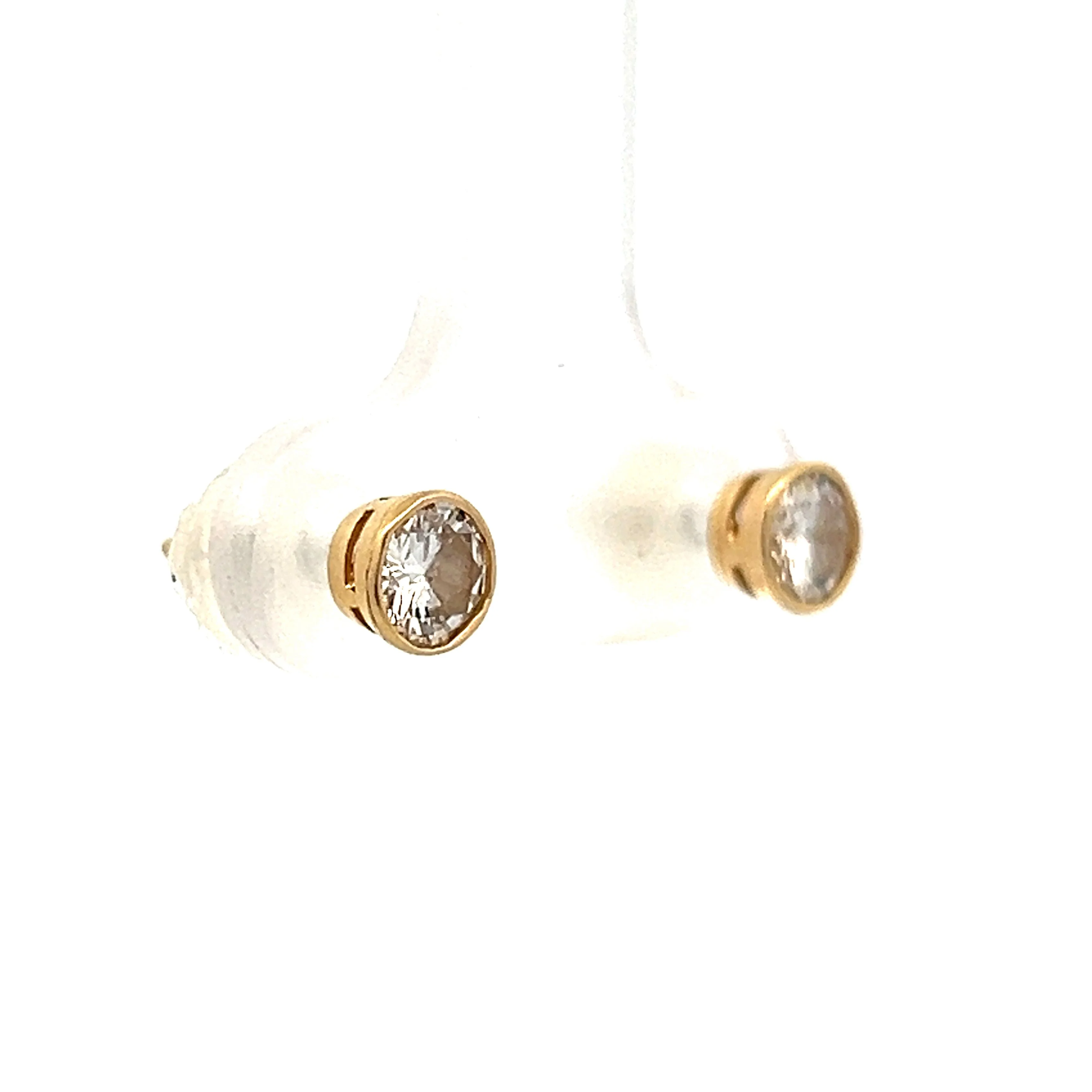 .52 Bezel Set Diamond Stud Earrings in 14k Yellow Gold - Image 3