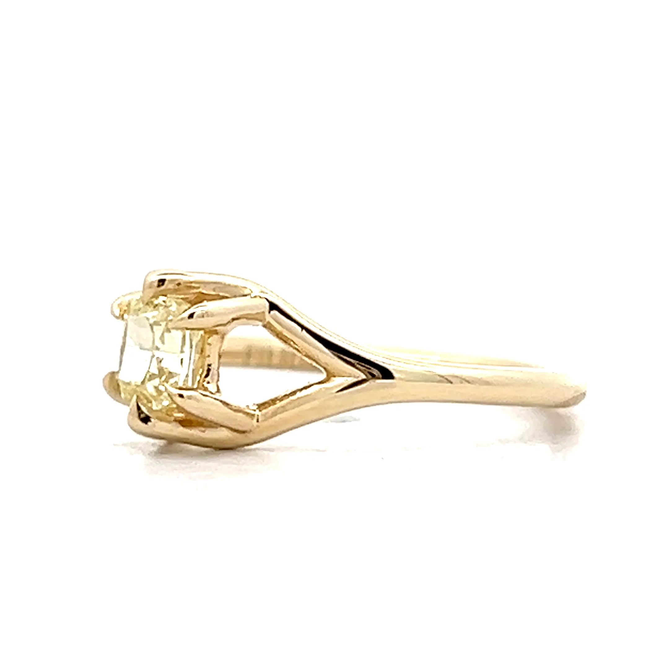 .52 Fancy Intense Yellow Diamond Engagement Ring 14k - Image 2