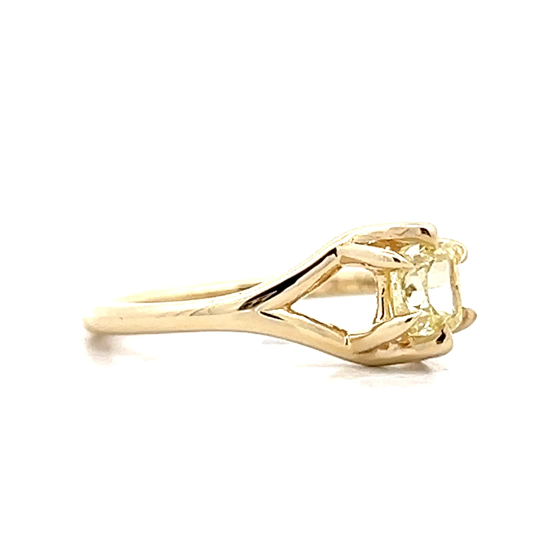 .52 Fancy Intense Yellow Diamond Engagement Ring 14k - Image 3