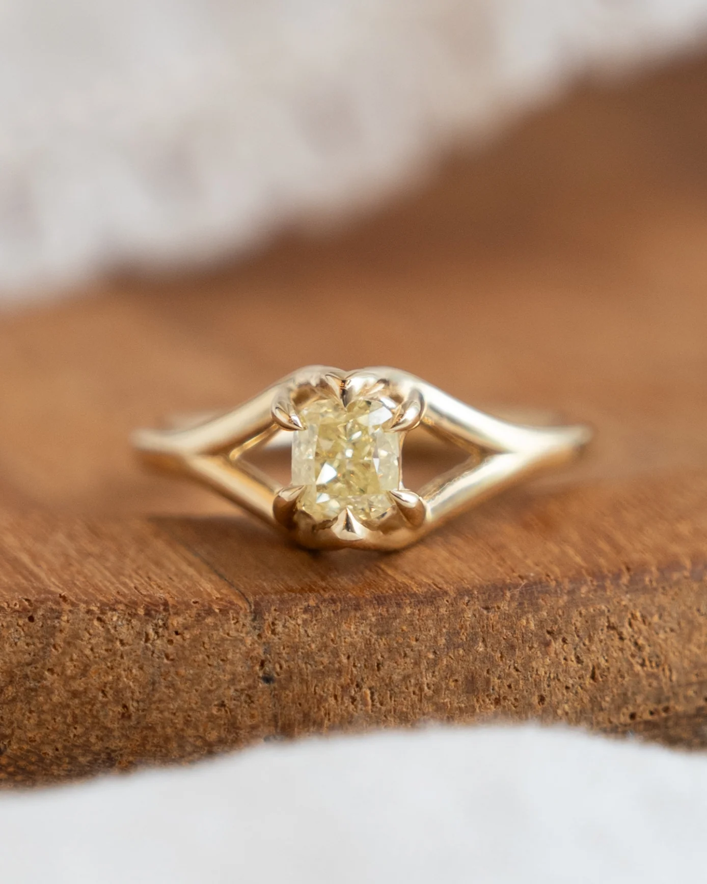 .52 Fancy Intense Yellow Diamond Engagement Ring 14k - Image 6