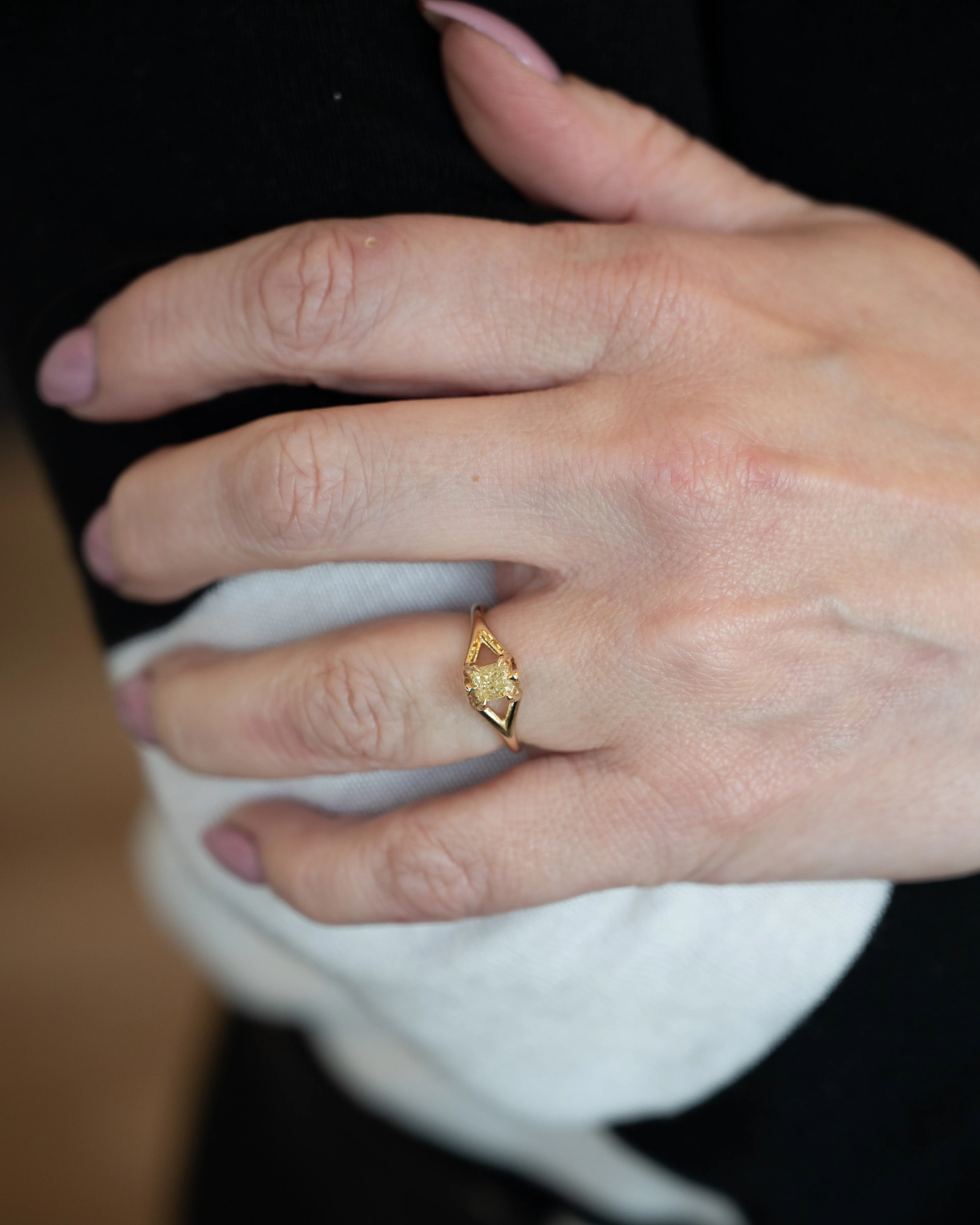 .52 Fancy Intense Yellow Diamond Engagement Ring 14k - Image 7