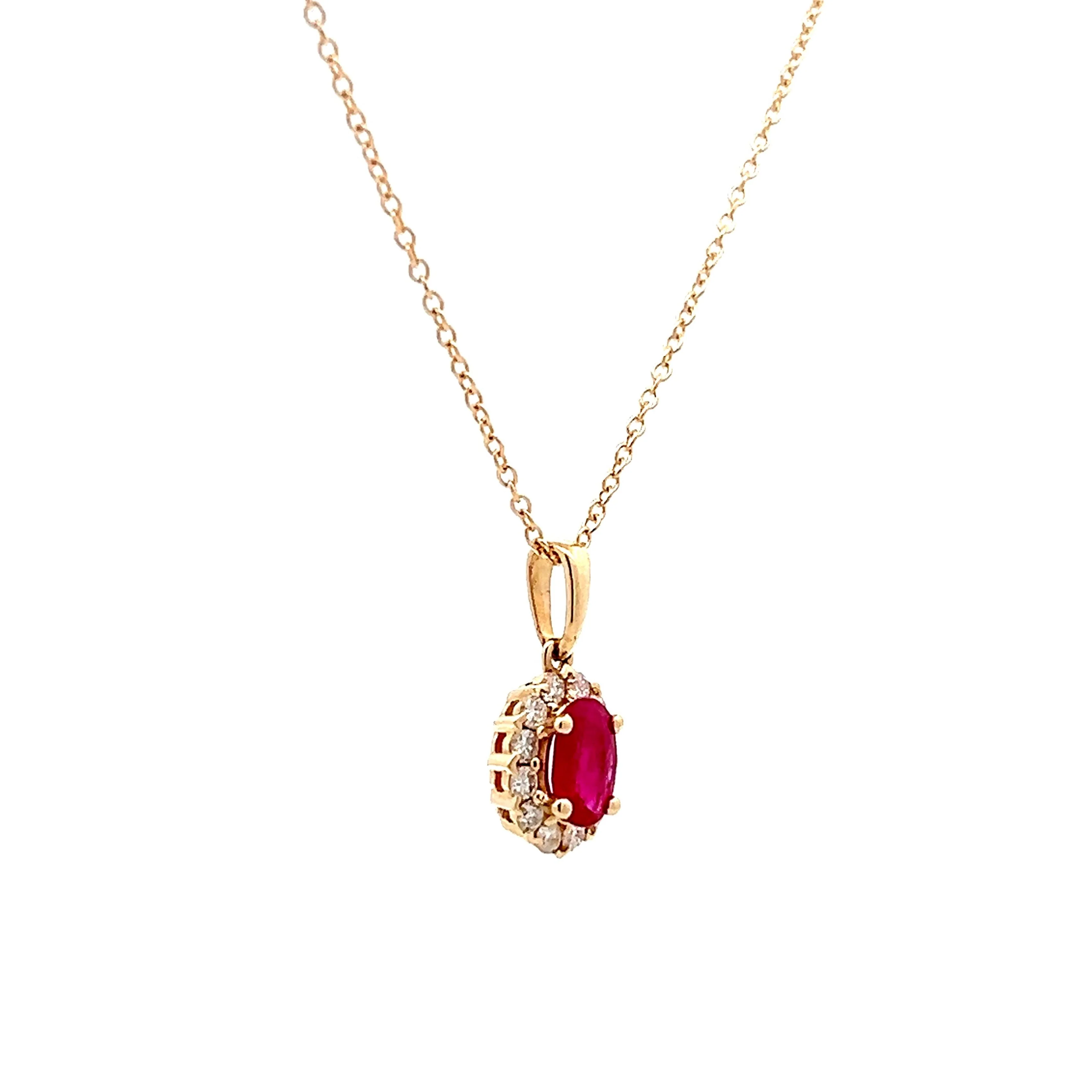 .52 Oval Ruby & Diamond Pendant in 14k Yellow Gold - Image 3