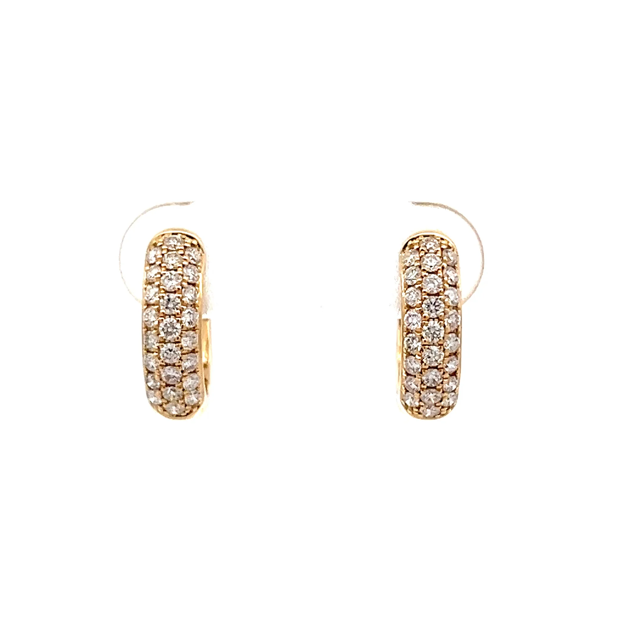 .52 Pave Diamond Huggie Hoops 14k Yellow Gold