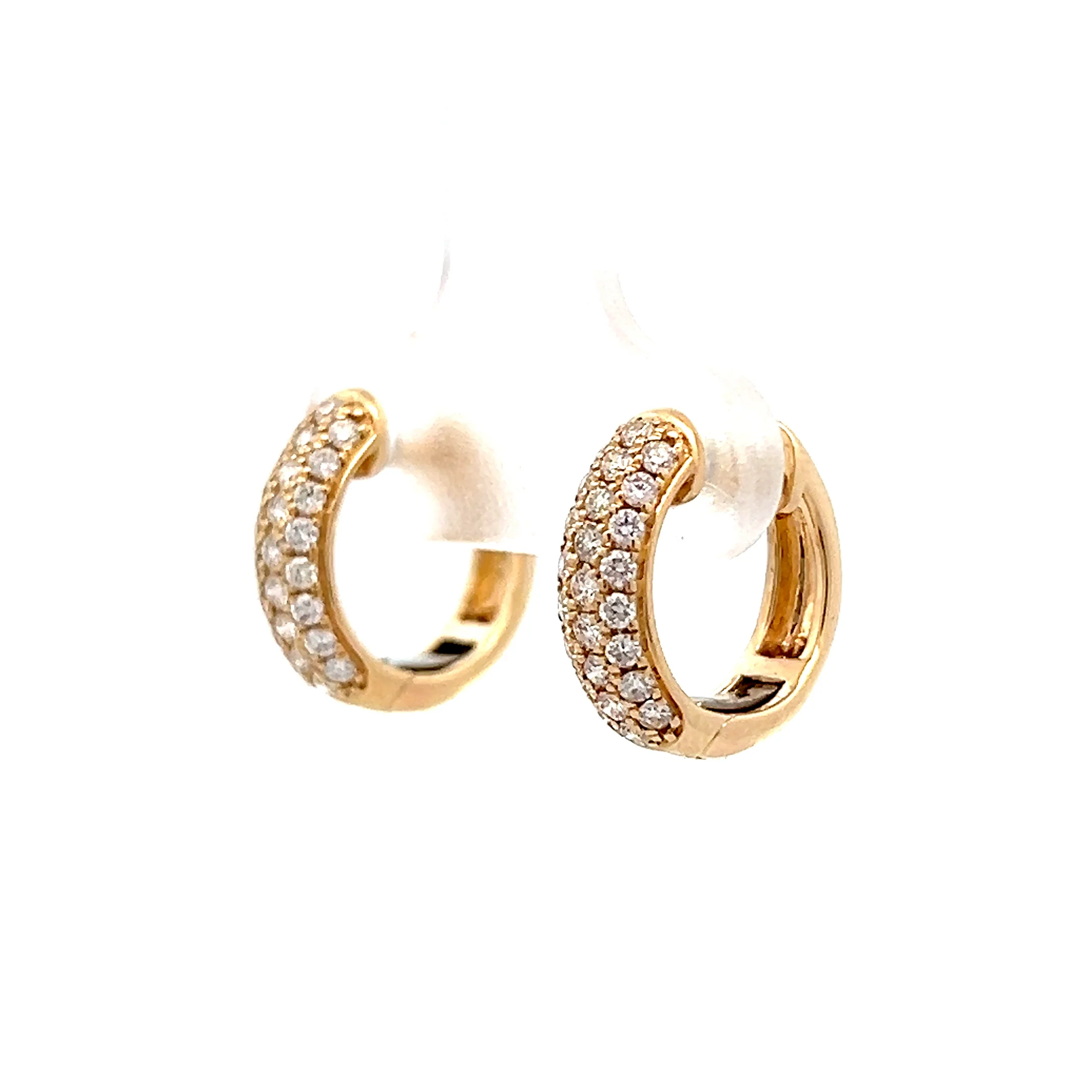 .52 Pave Diamond Huggie Hoops 14k Yellow Gold - Image 2