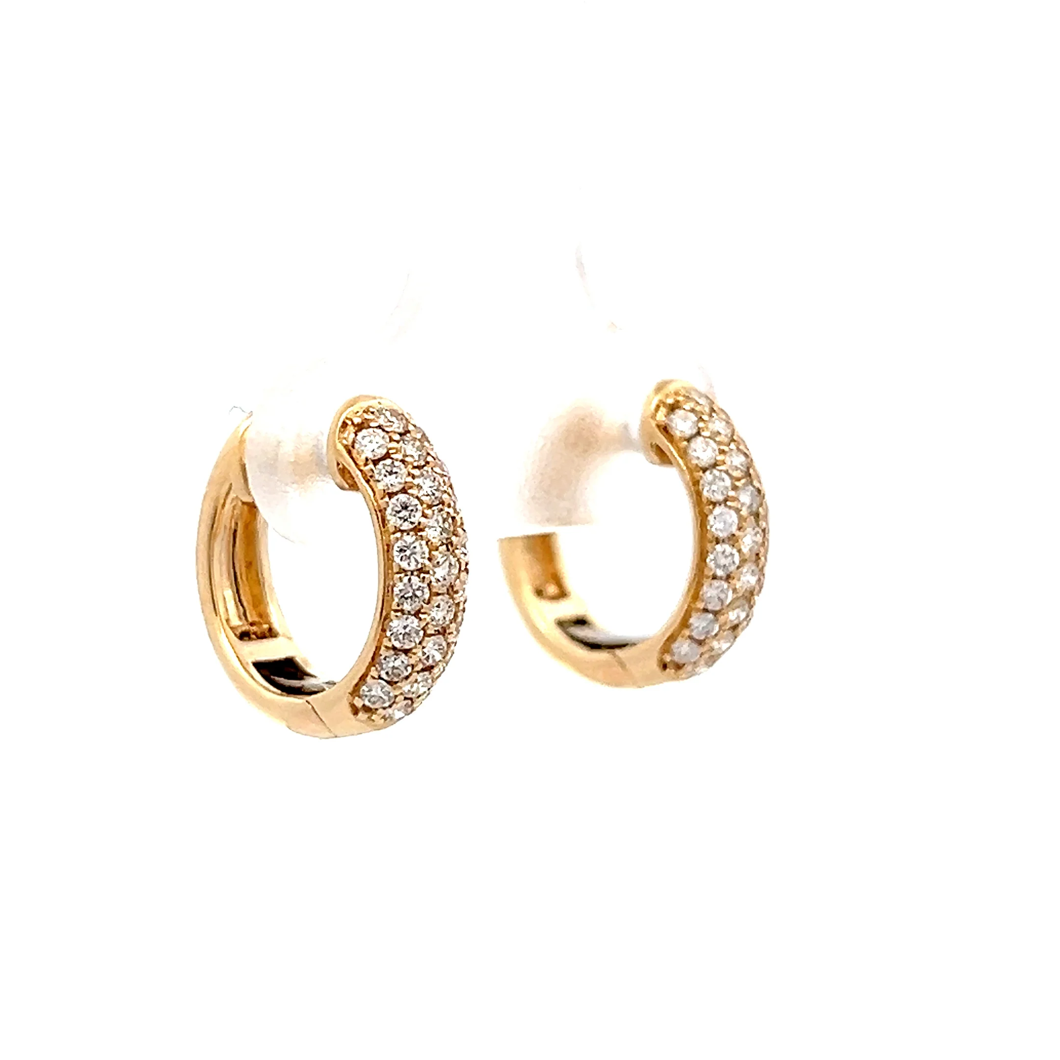 .52 Pave Diamond Huggie Hoops 14k Yellow Gold - Image 3