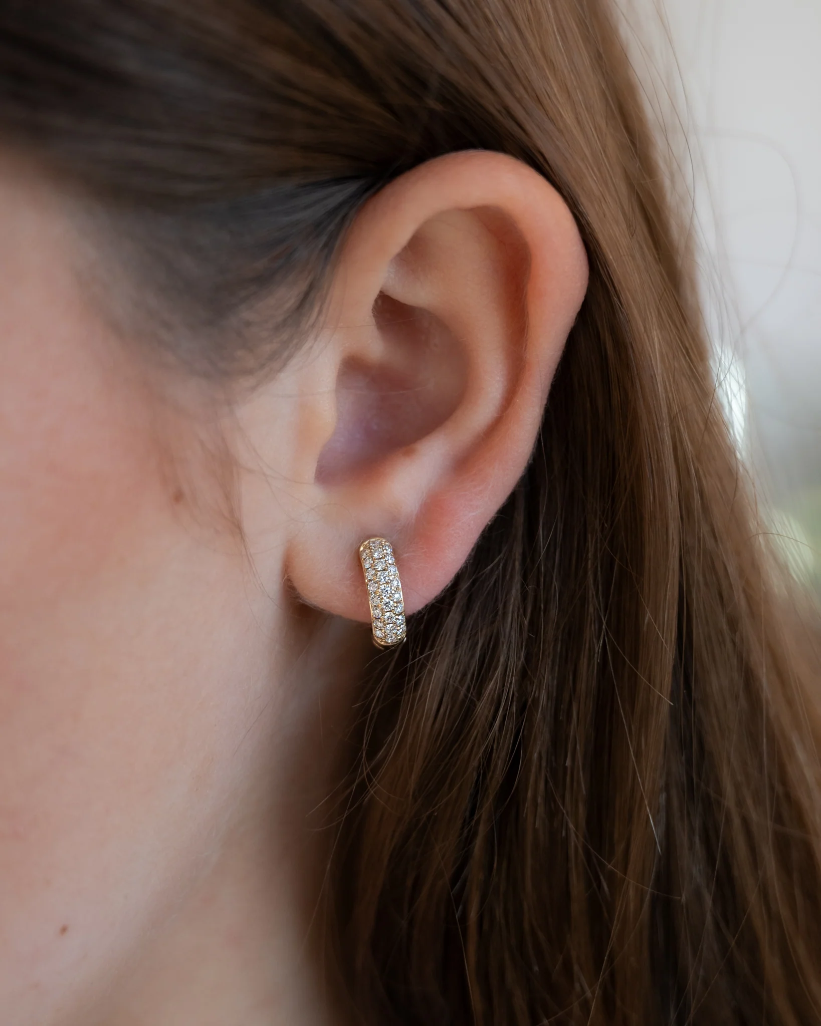 .52 Pave Diamond Huggie Hoops 14k Yellow Gold - Image 6