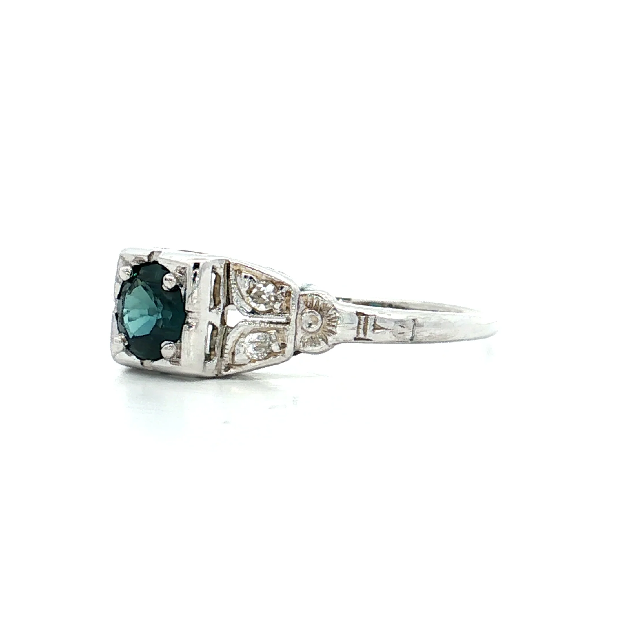 .52 Vintage Art Deco Sapphire Engagement Ring 18k - Image 2