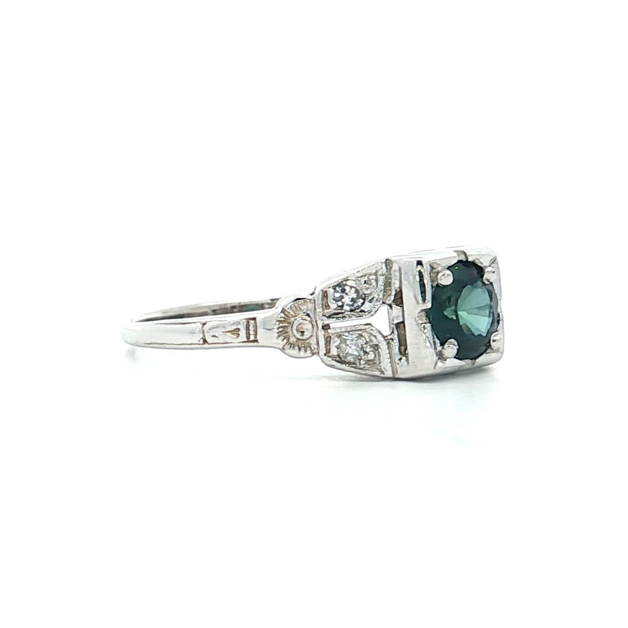 .52 Vintage Art Deco Sapphire Engagement Ring 18k - Image 3