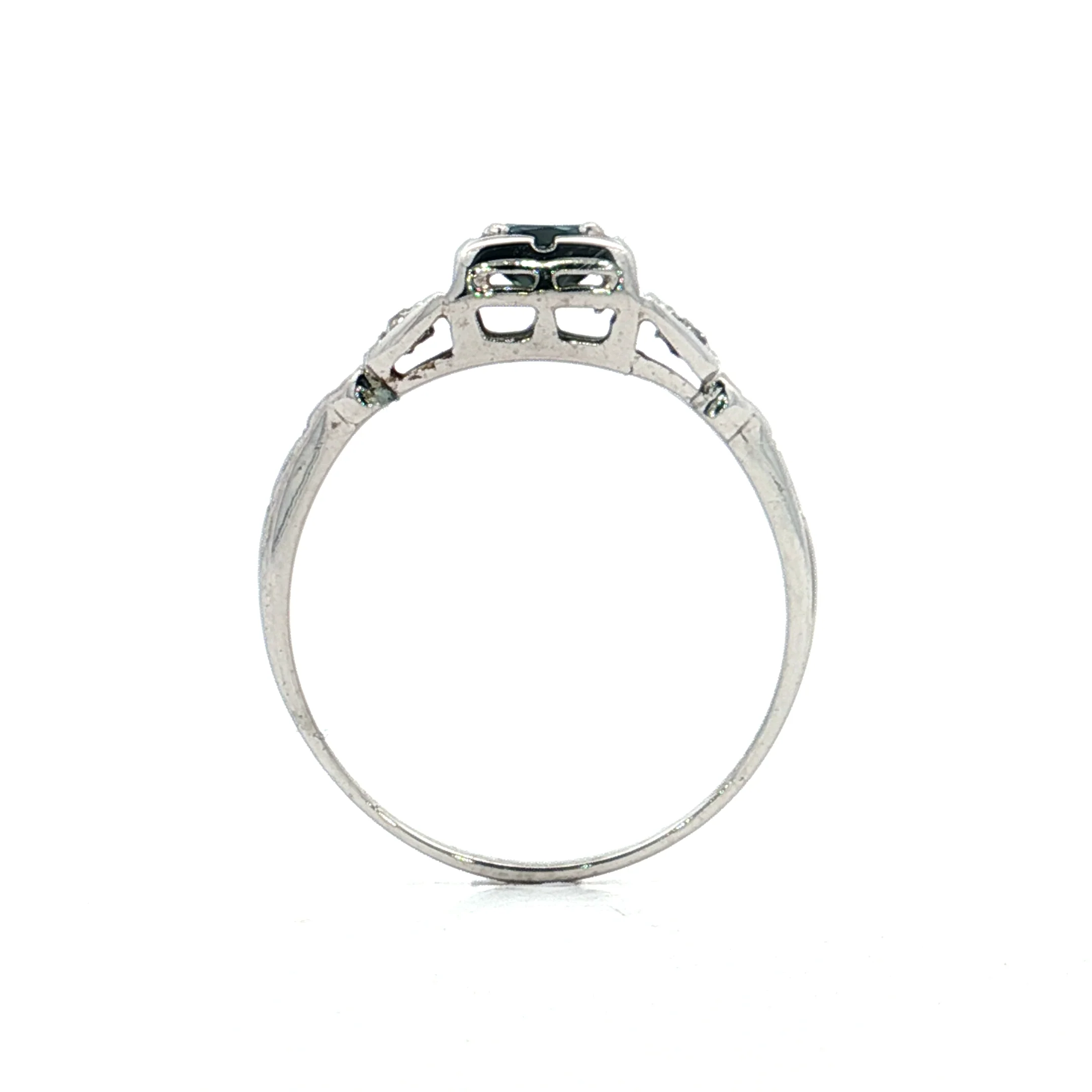 .52 Vintage Art Deco Sapphire Engagement Ring 18k - Image 4