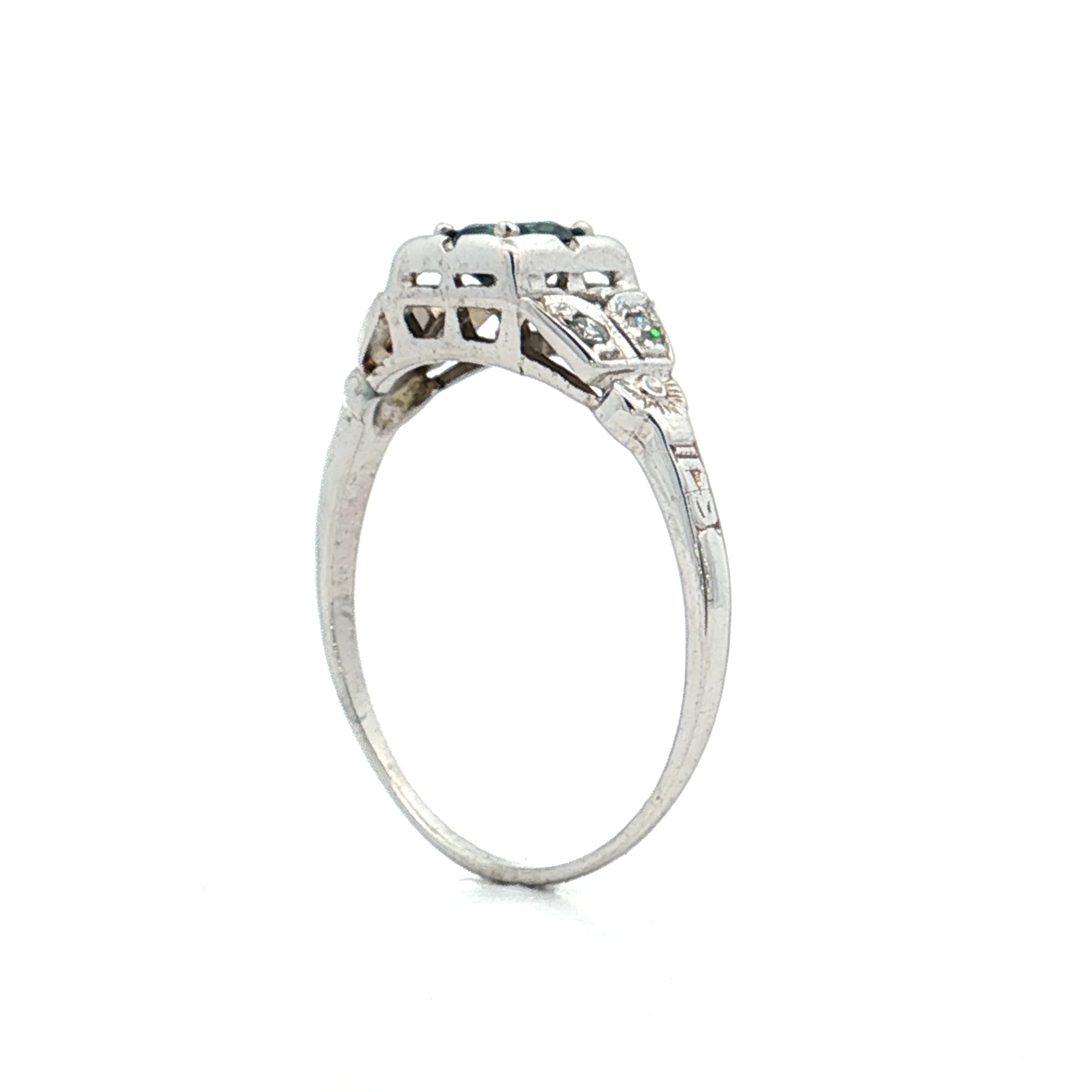 .52 Vintage Art Deco Sapphire Engagement Ring 18k - Image 5