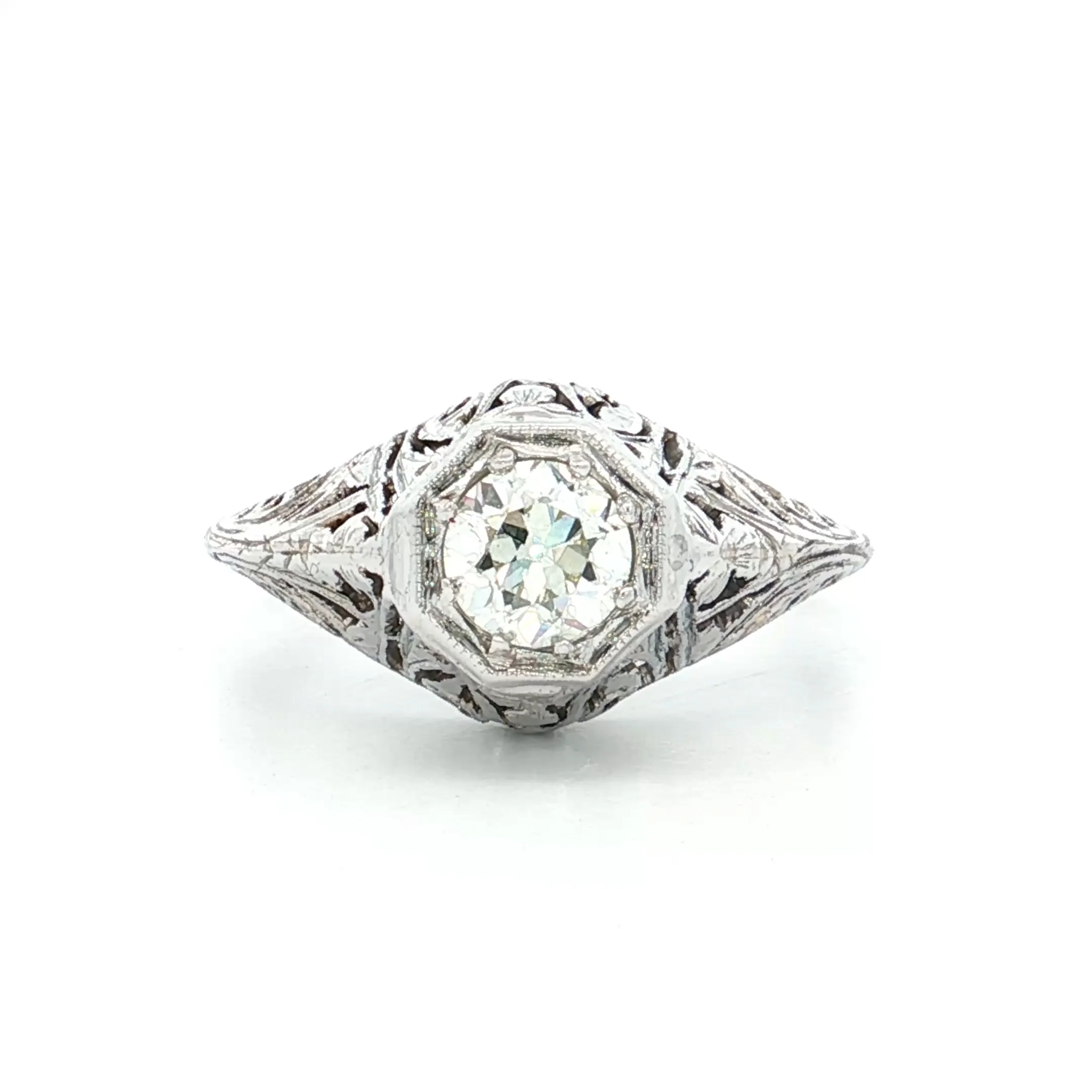 .52 Vintage Belais Deco Solitaire Engagement Ring 18k