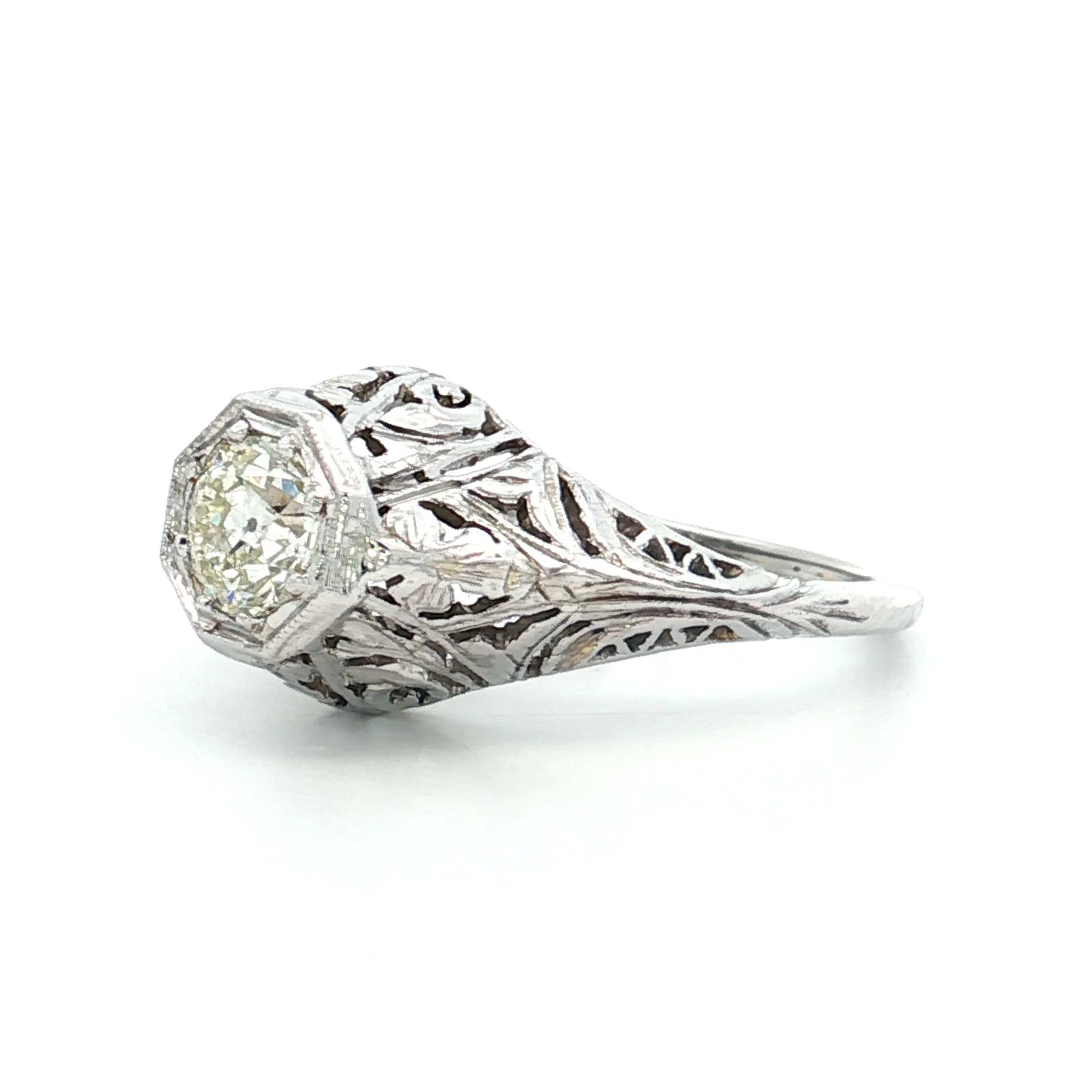 .52 Vintage Belais Deco Solitaire Engagement Ring 18k - Image 2