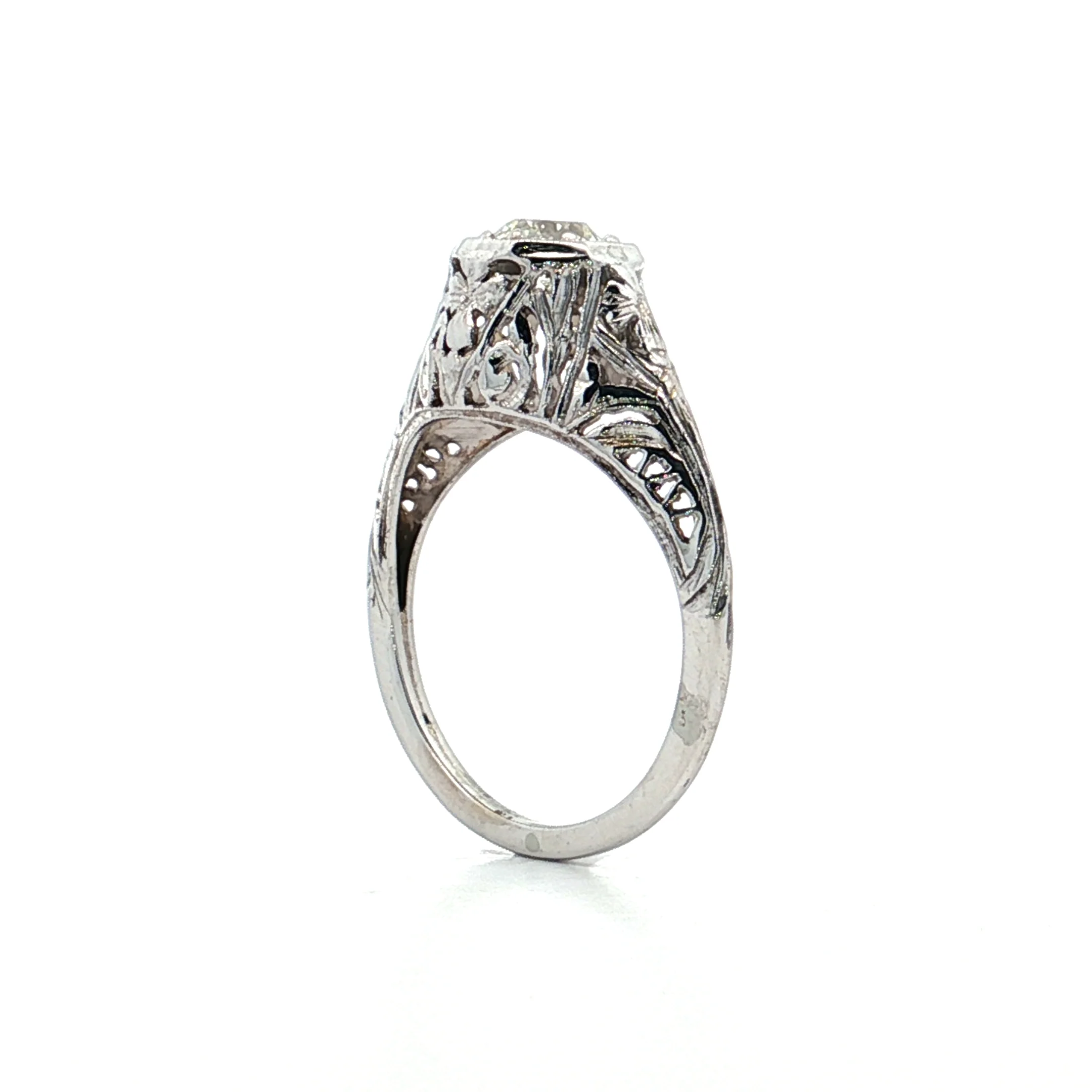 .52 Vintage Belais Deco Solitaire Engagement Ring 18k - Image 5