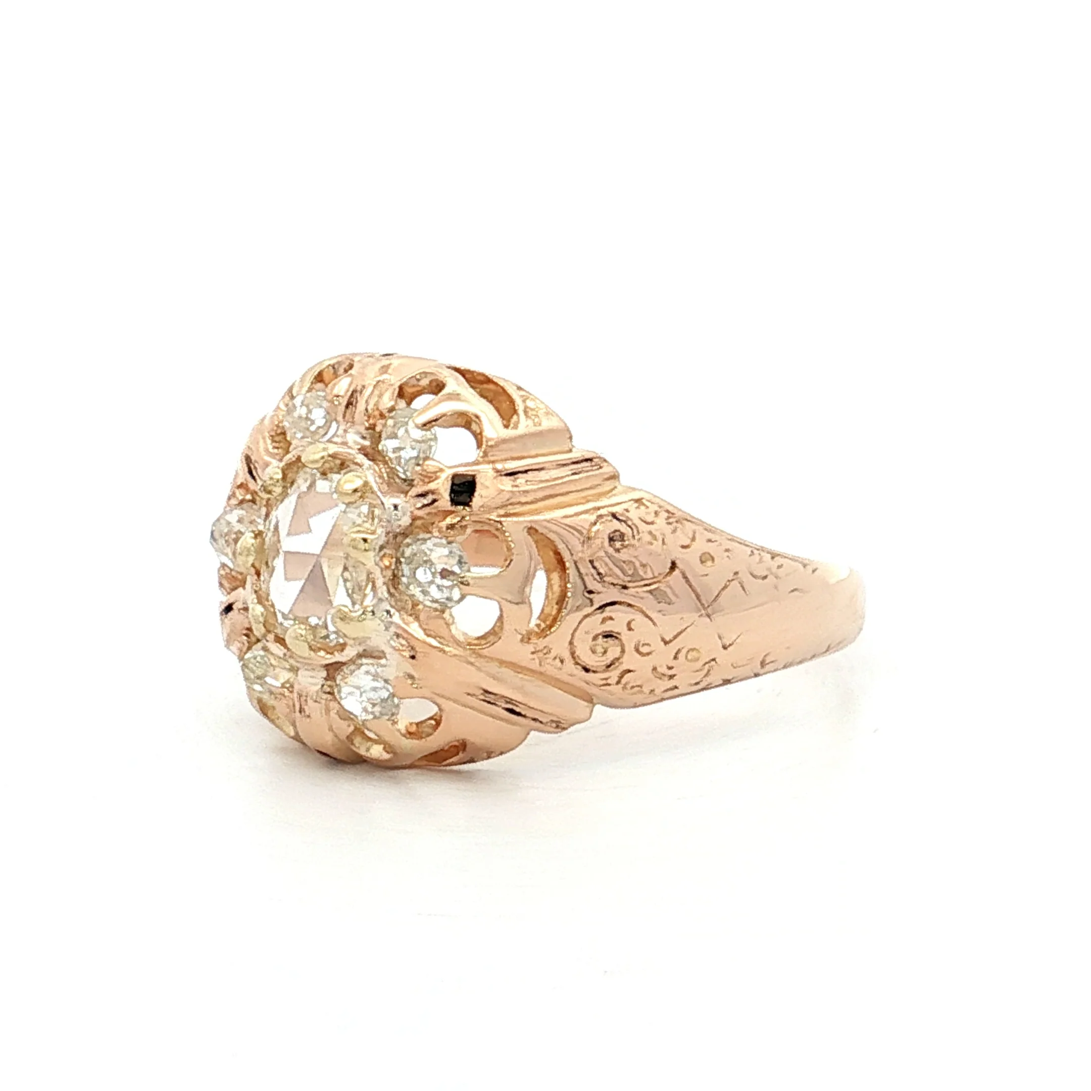 .53 Antique Victorian Cluster Diamond Engagement Ring 14k - Image 2