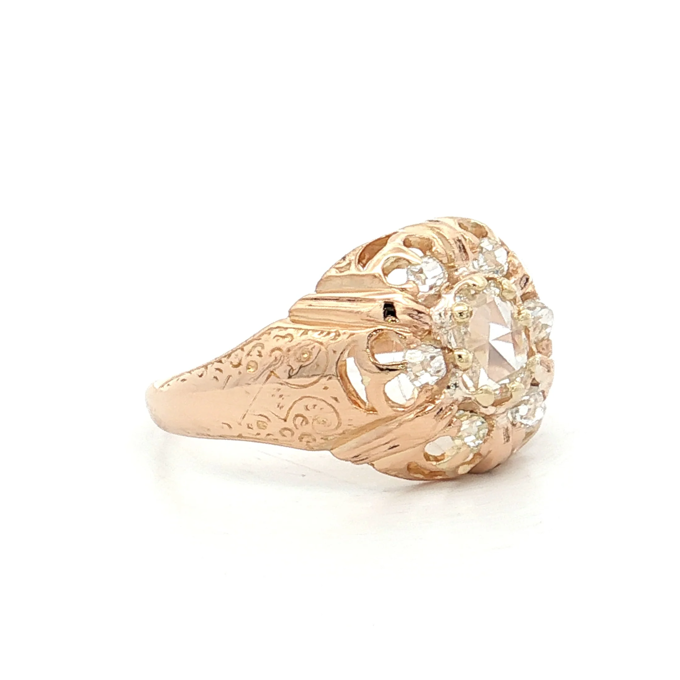 .53 Antique Victorian Cluster Diamond Engagement Ring 14k - Image 3