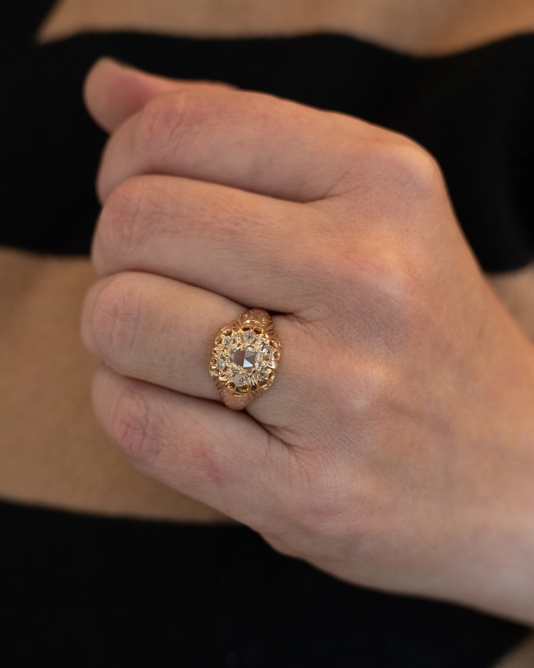 .53 Antique Victorian Cluster Diamond Engagement Ring 14k - Image 7
