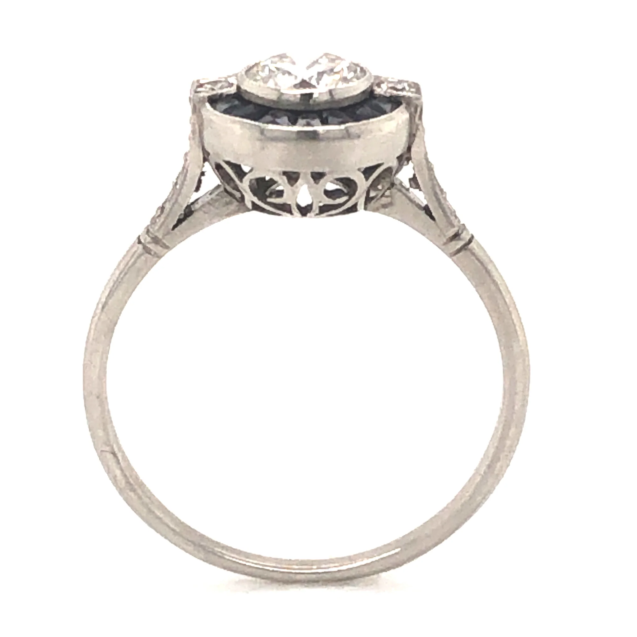 .53 Round Brilliant Cut Diamond & Sapphire Ring in Platinum - Image 4