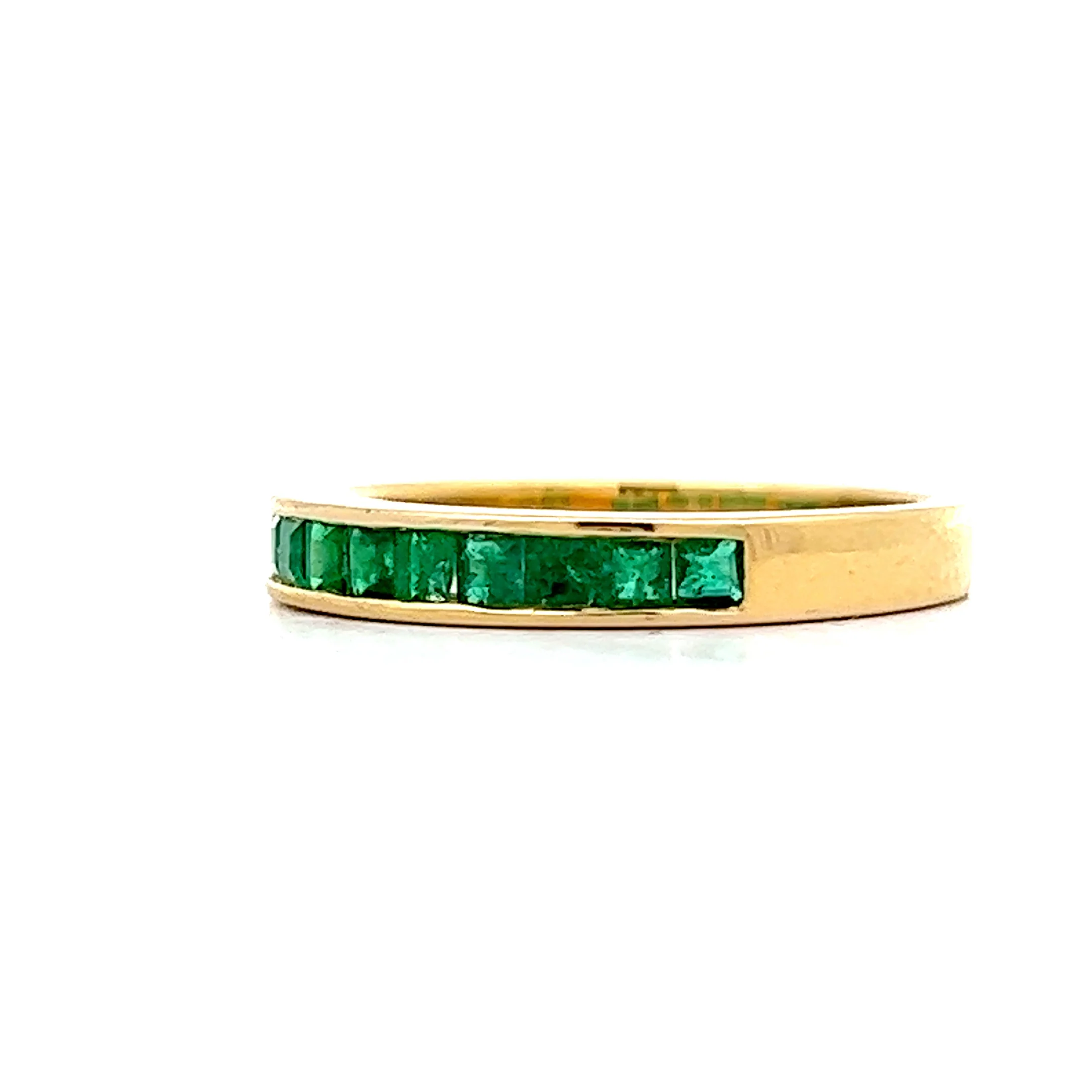 .53 Square Cut Emerald Wedding Band in 14k Yellow Gold - Image 2