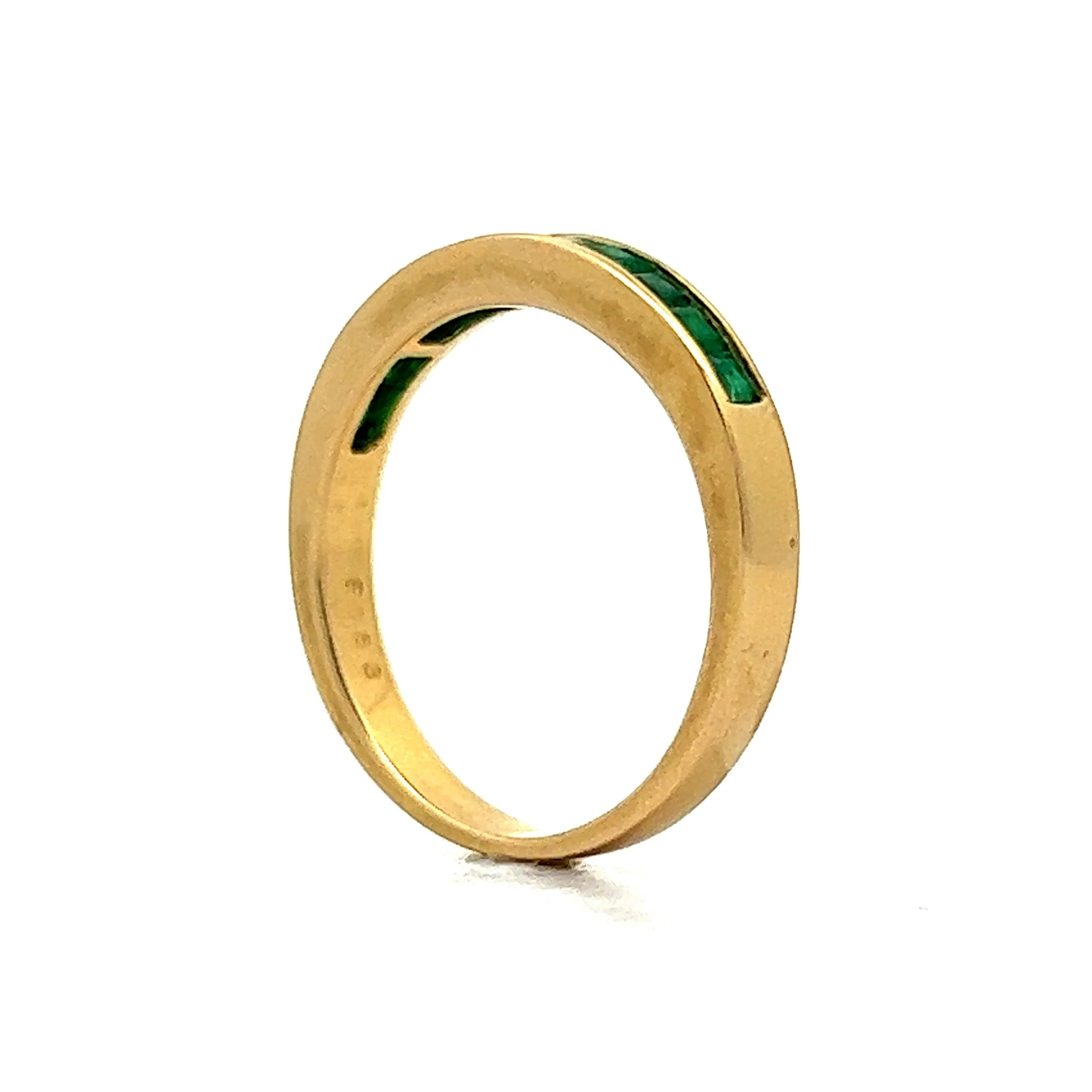 .53 Square Cut Emerald Wedding Band in 14k Yellow Gold - Image 5