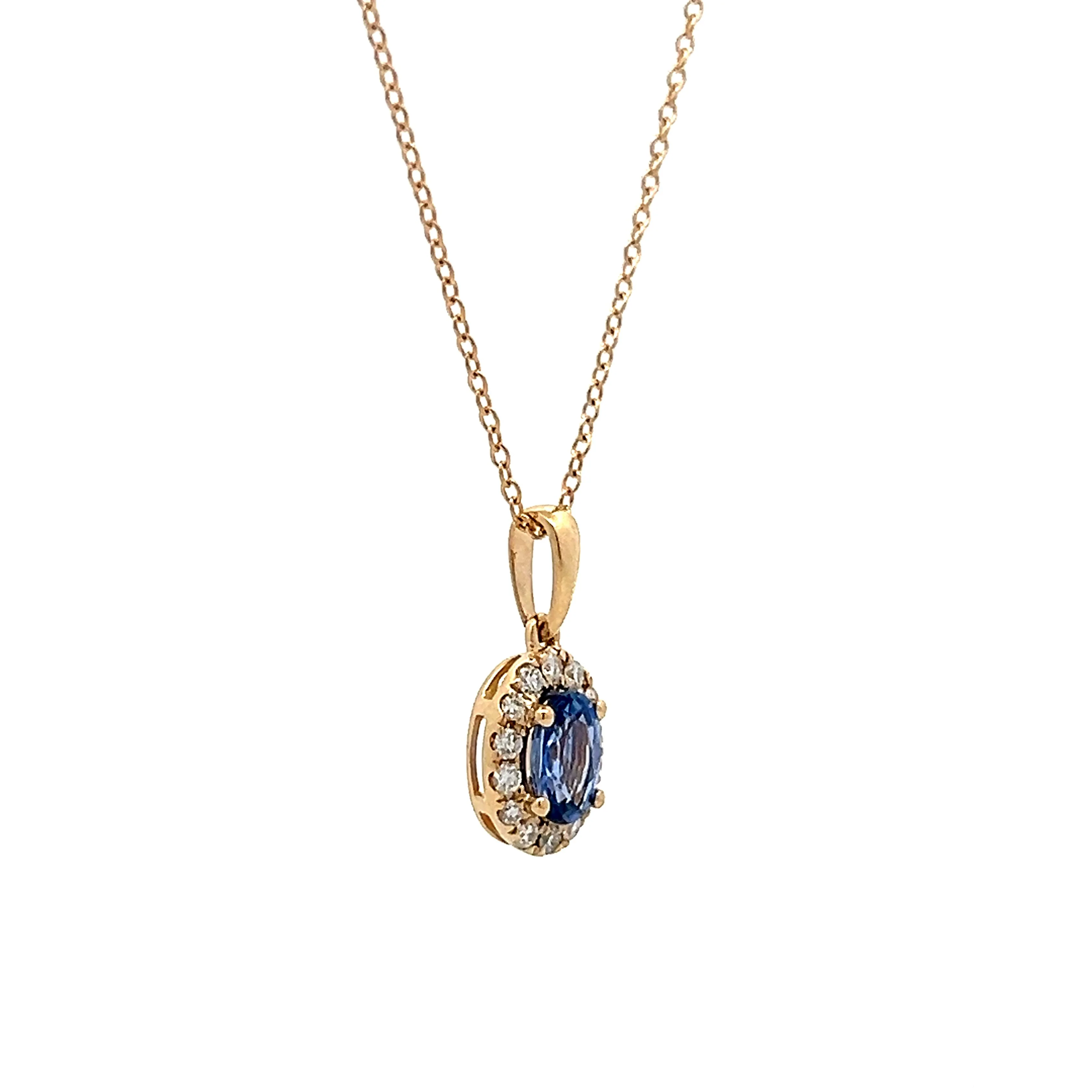 .58 Blue Sapphire Oval Pendant Yellow Gold Necklace - Image 3