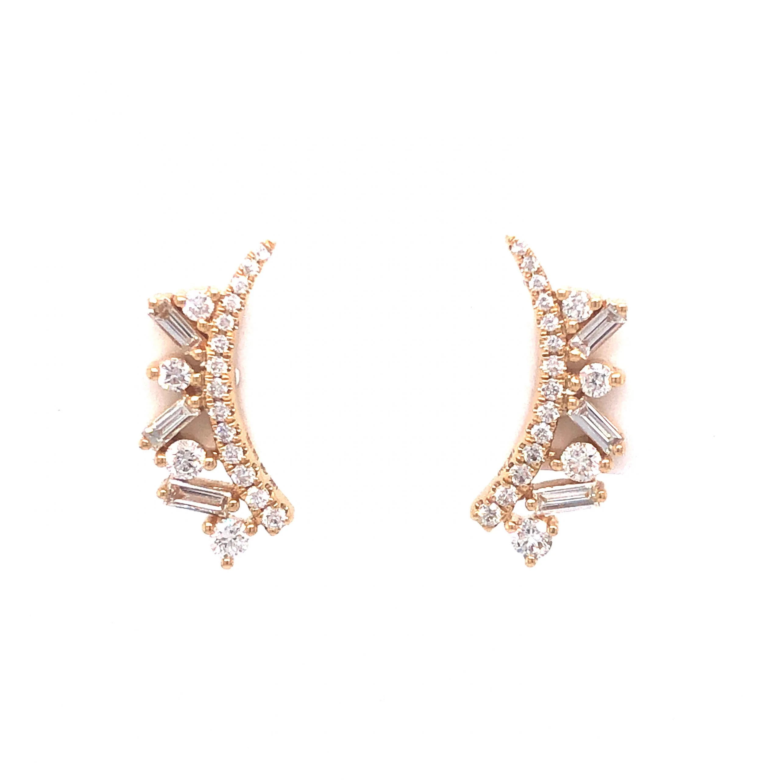 .54 Diamond Climber Earrings in 18k Yellow Gold