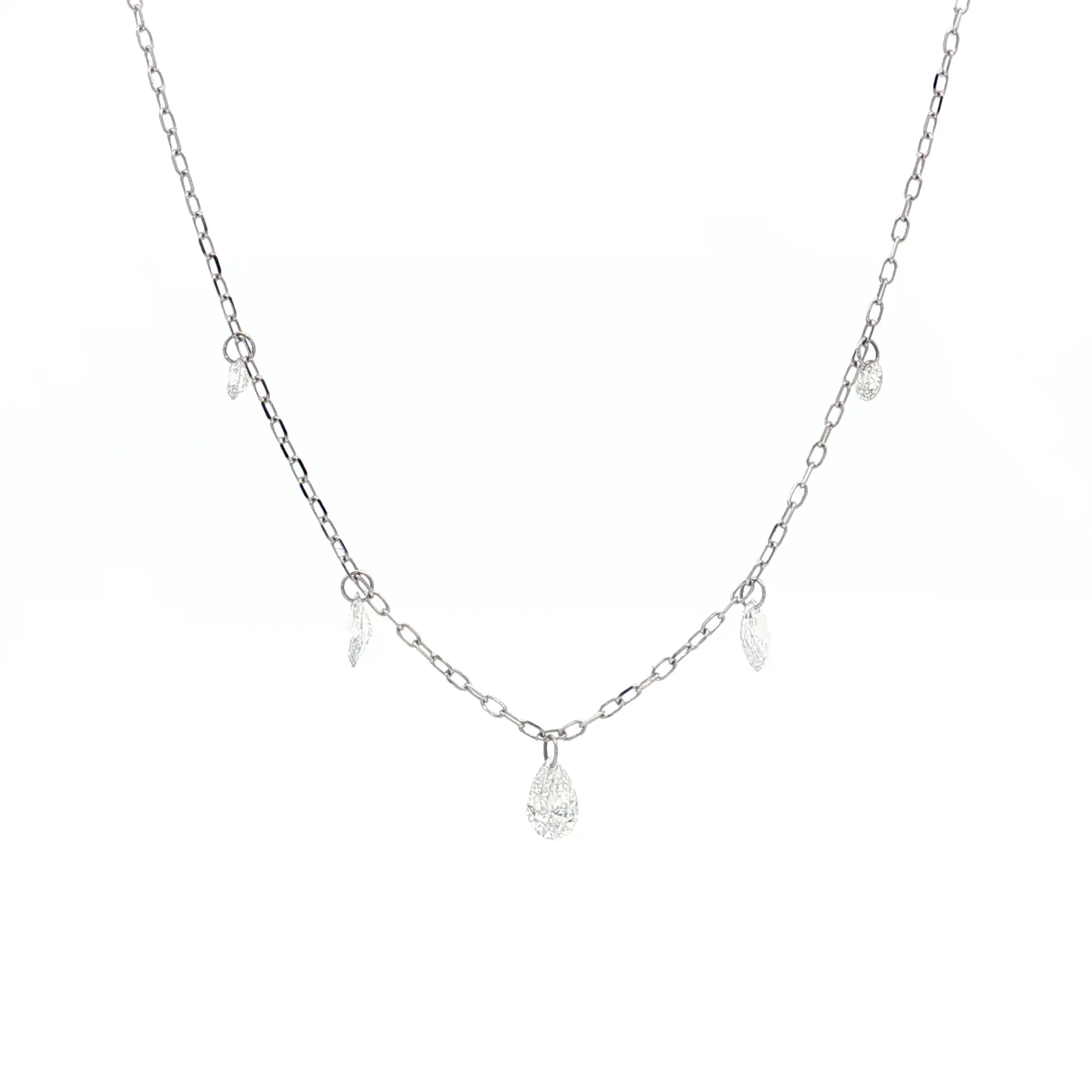 .54 Mixed Diamond Cut Necklace 18k White Gold