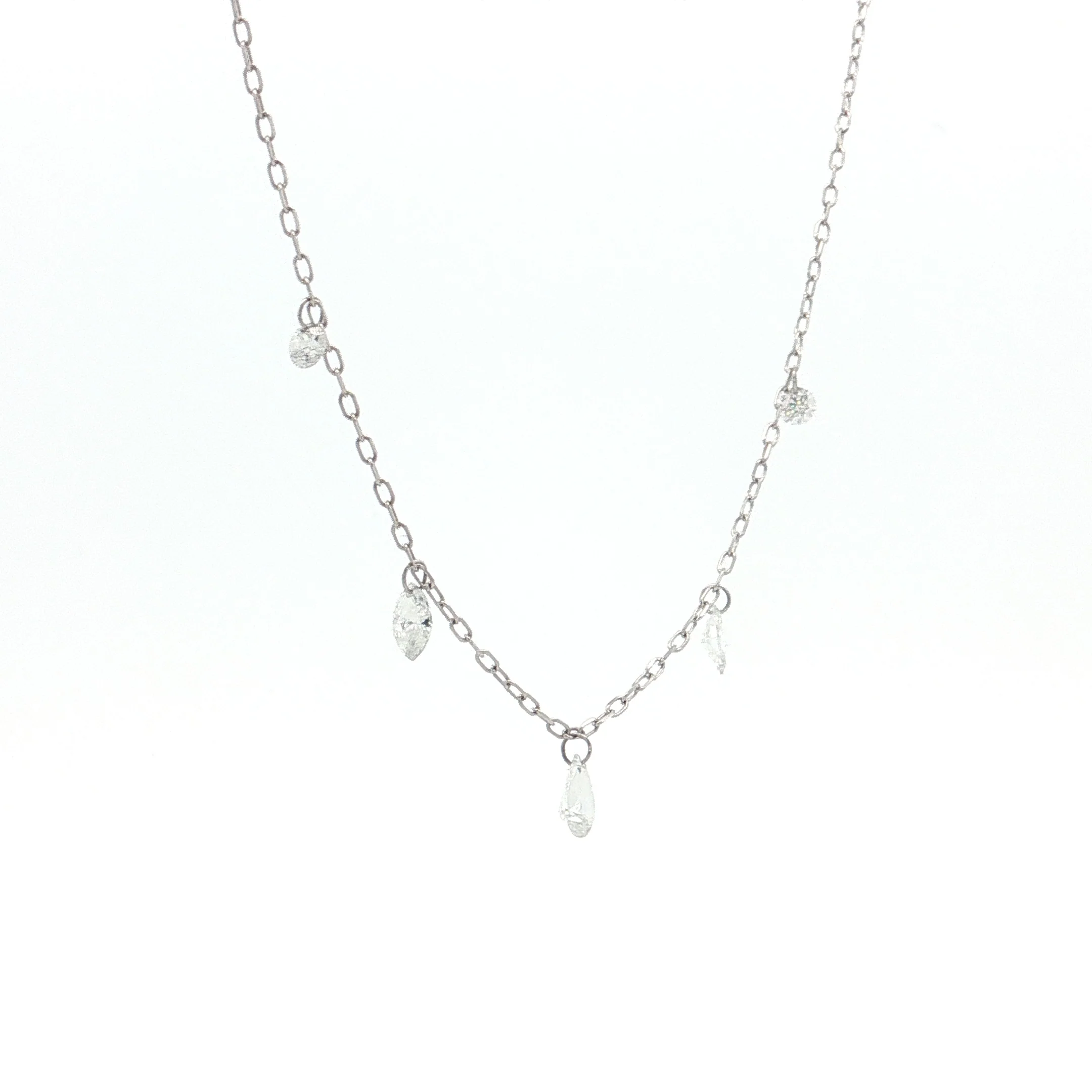 .54 Mixed Diamond Cut Necklace 18k White Gold - Image 3