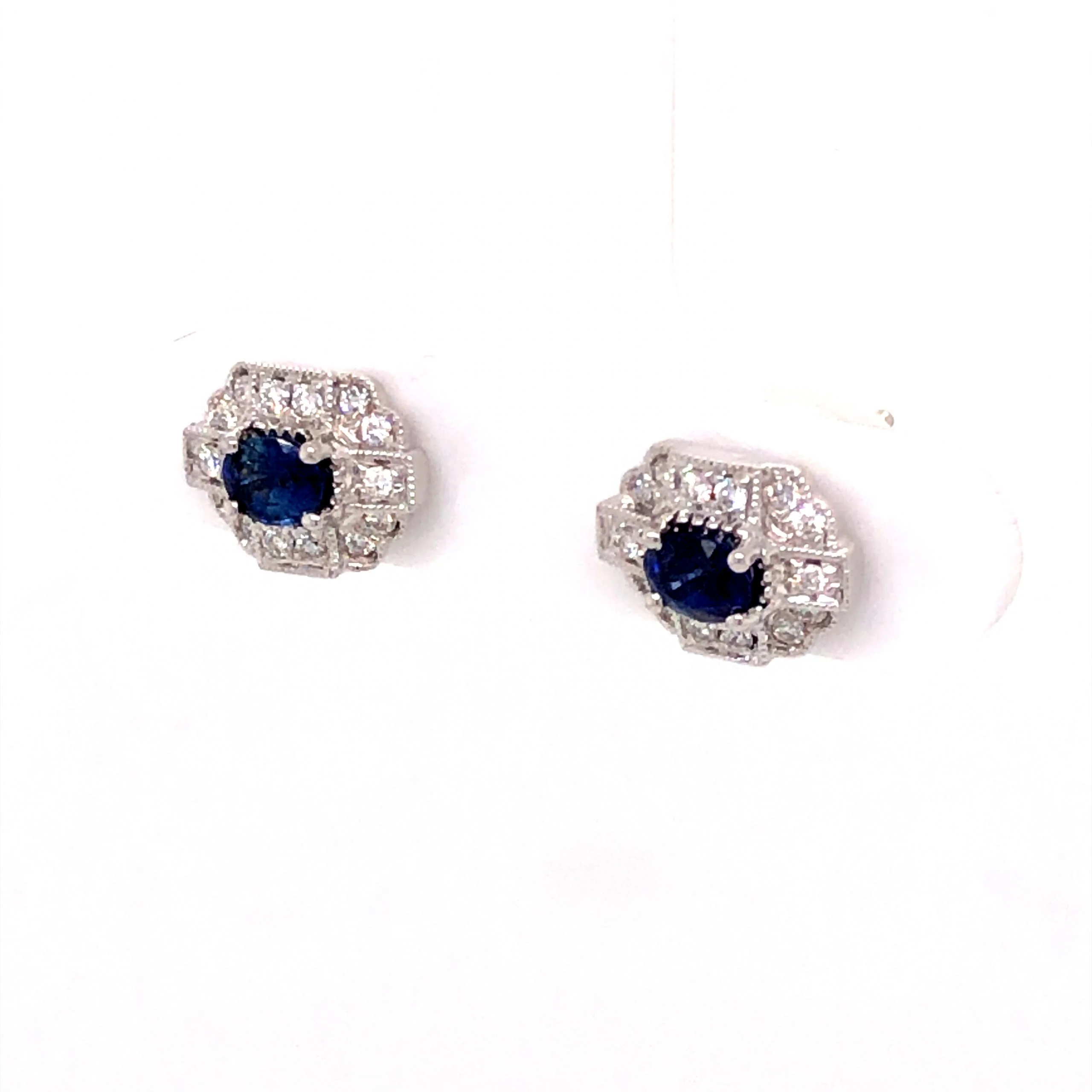 .54 Oval Cut Sapphire & Diamond Stud Earrings in 18k White Gold - Image 2
