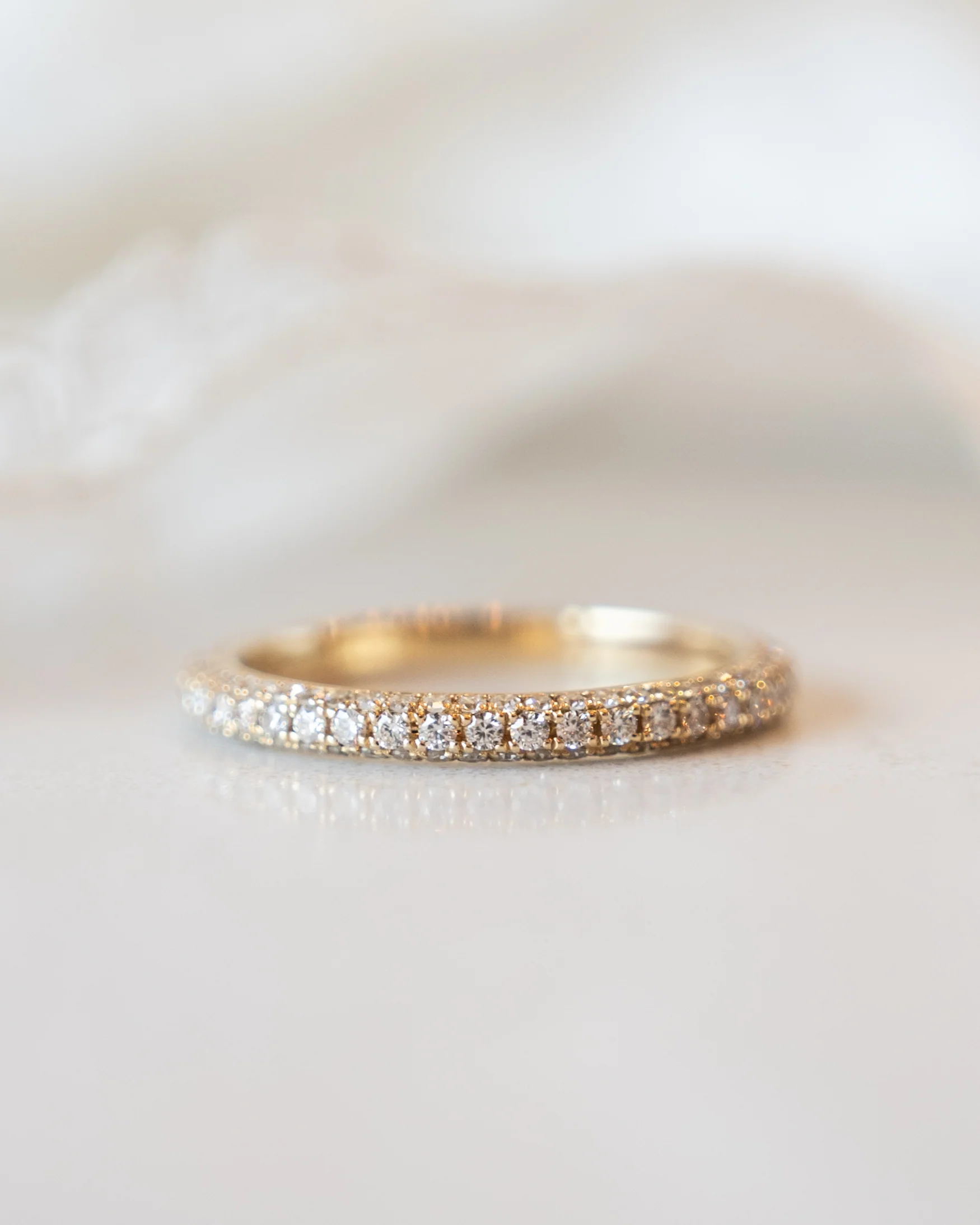 .54 Pave Diamond Wedding Band in 14k Yellow Gold - Image 6