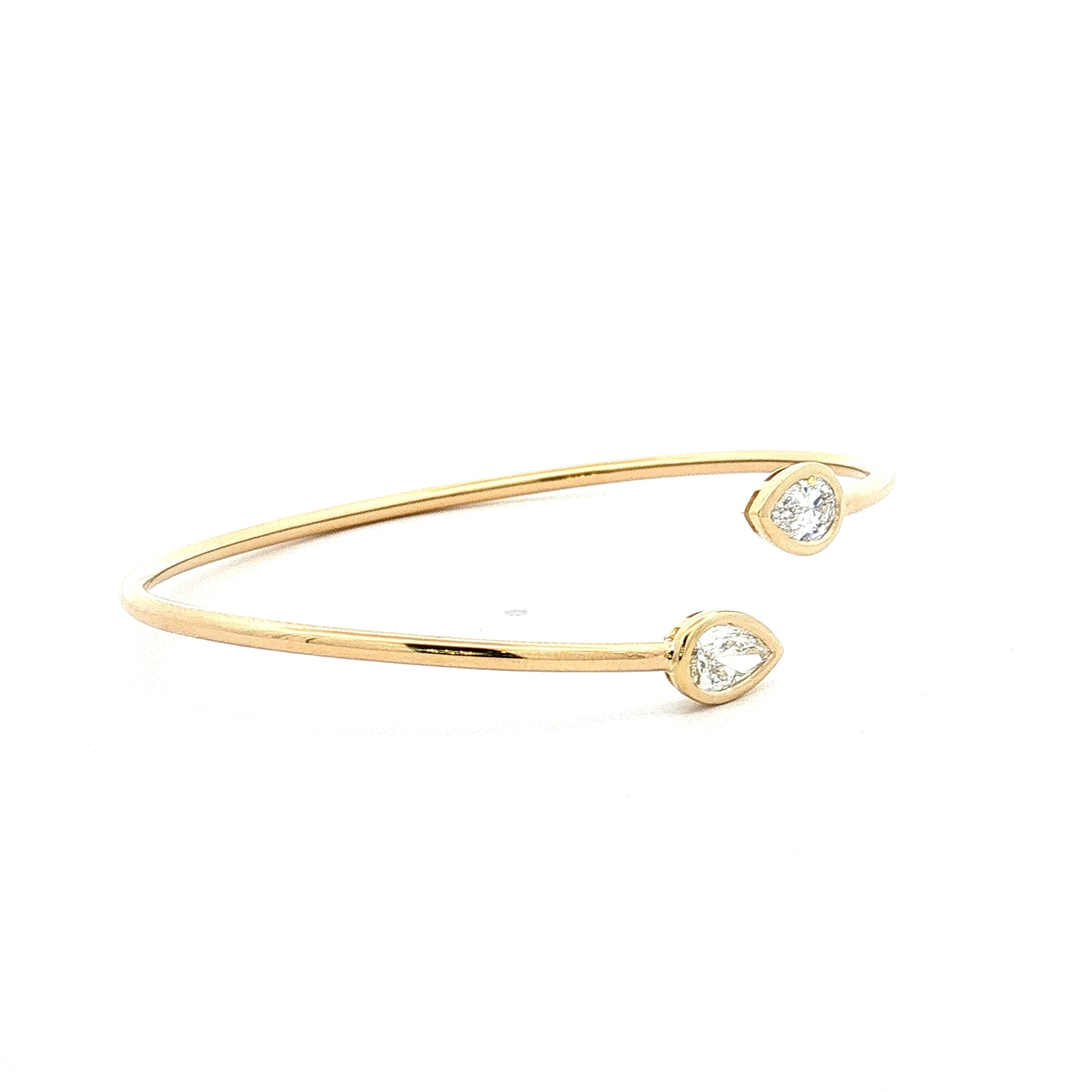 .54 Pear Diamond Bangle Bracelet 18k Yellow Gold - Image 3