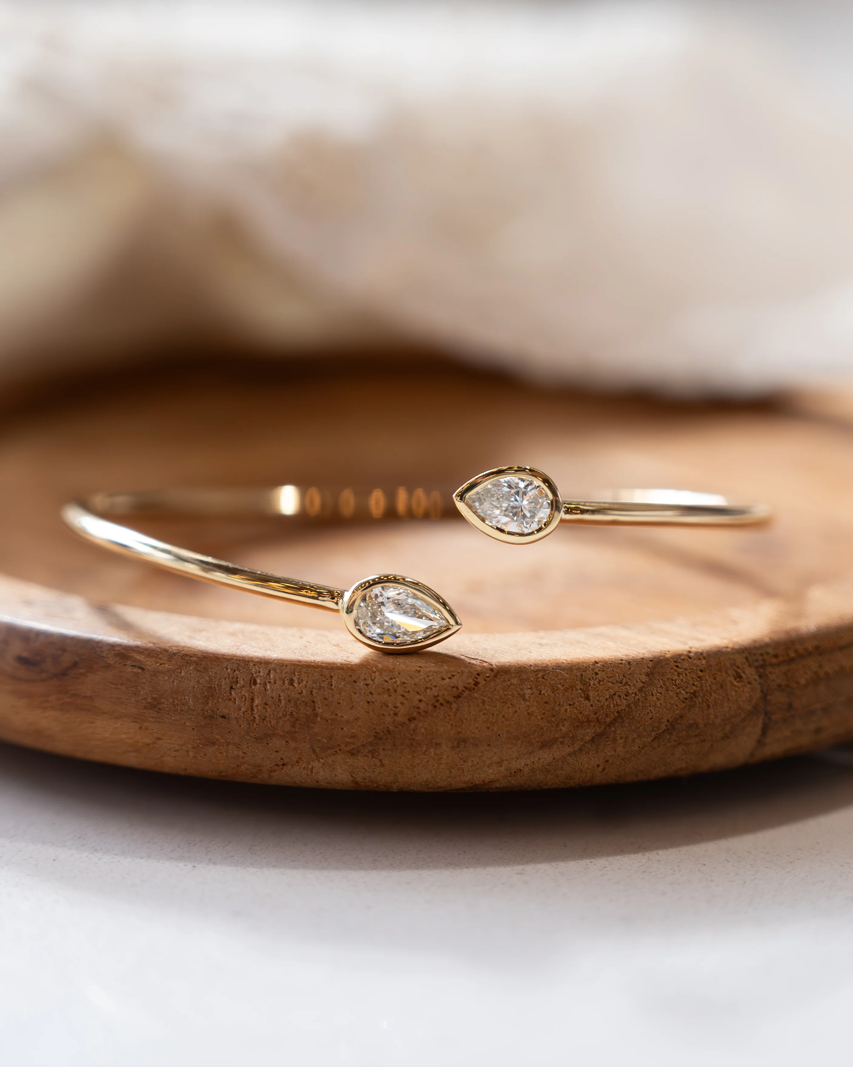 .54 Pear Diamond Bangle Bracelet 18k Yellow Gold - Image 4