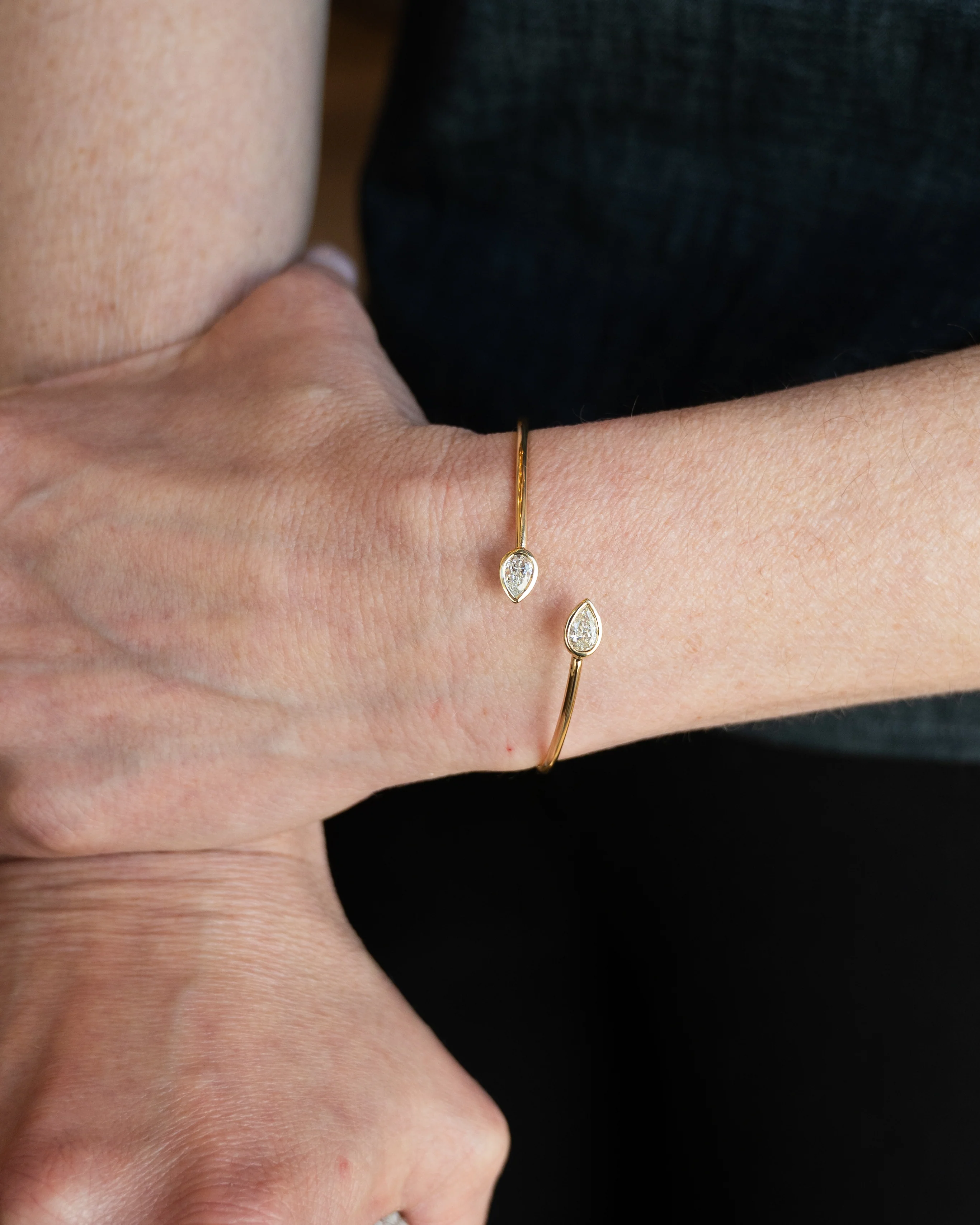 .54 Pear Diamond Bangle Bracelet 18k Yellow Gold - Image 5