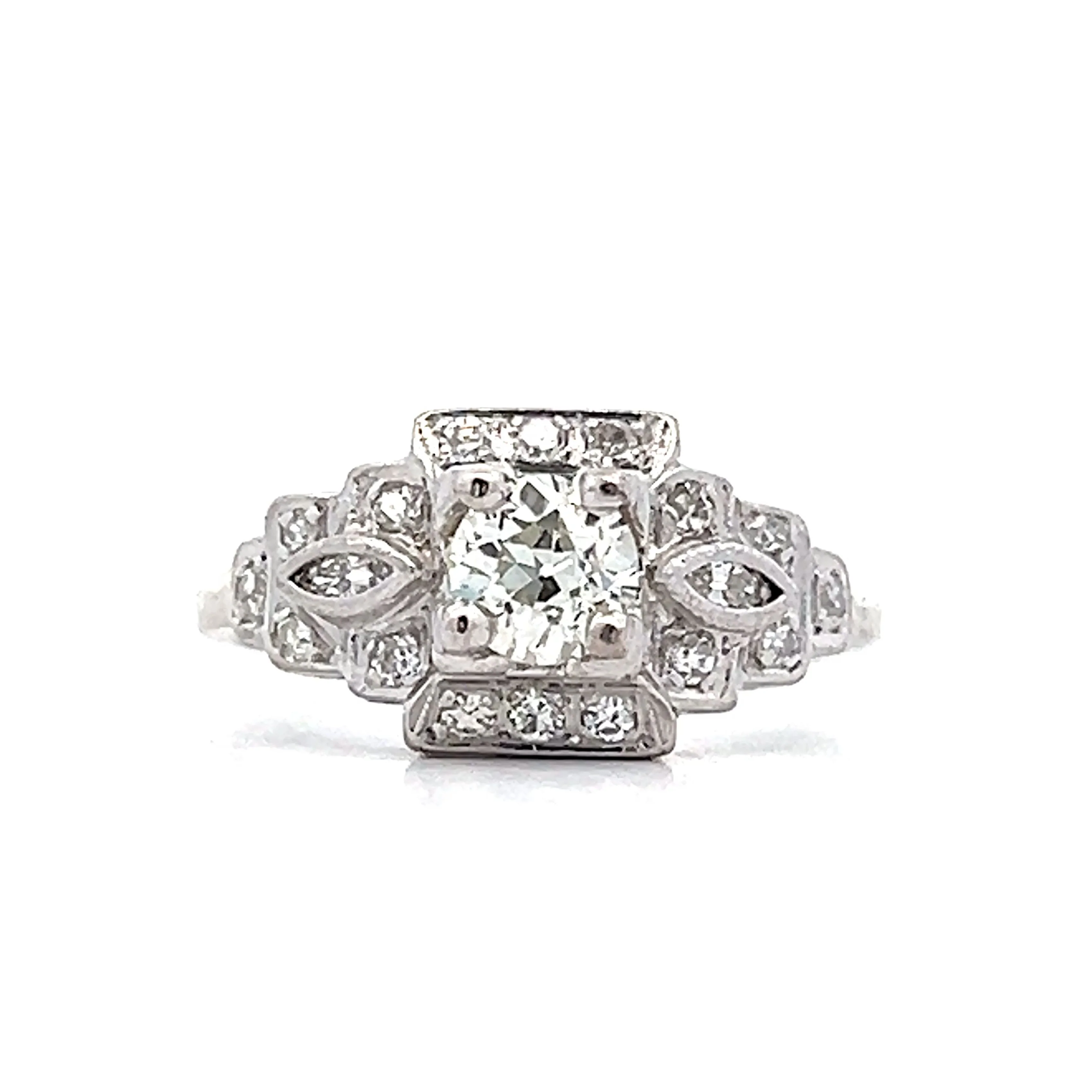 .55 Antique Art Deco Step Engagement Ring in Platinum