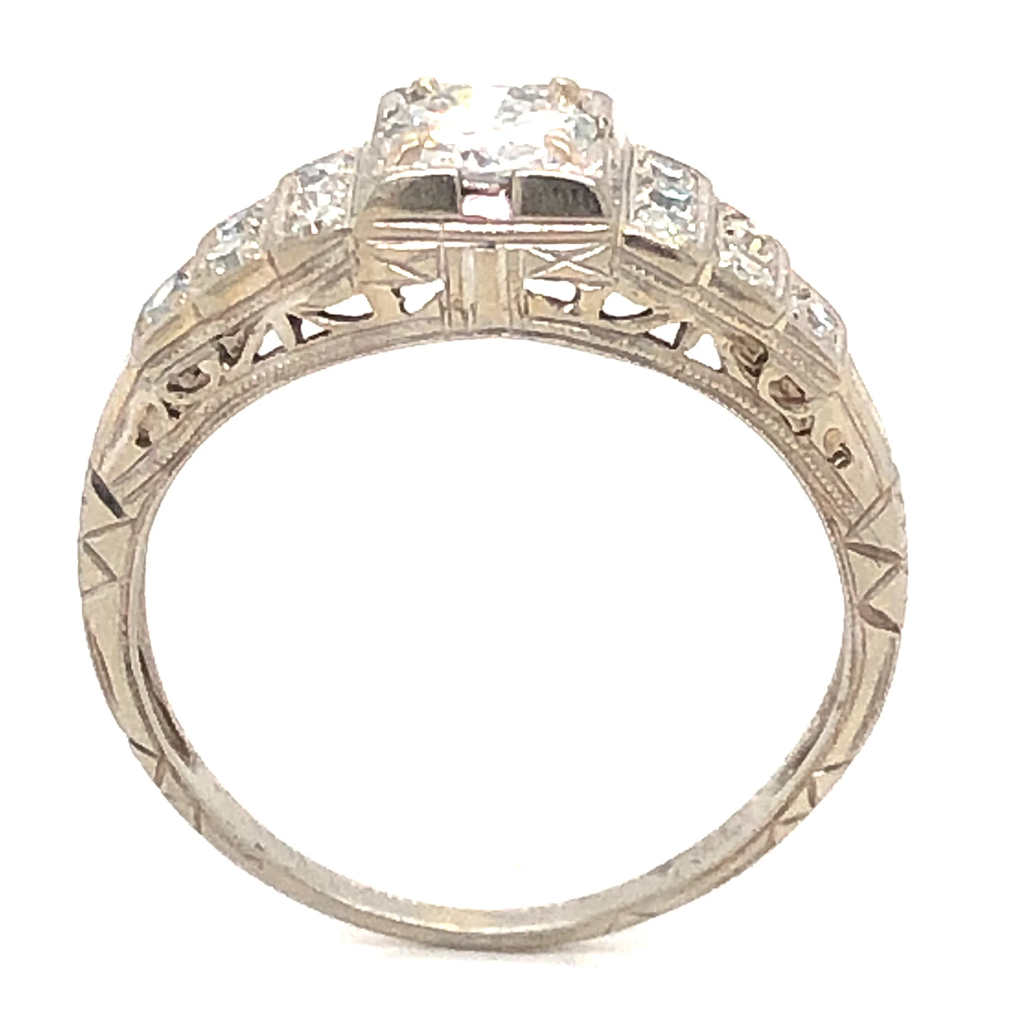 .55 Art Deco Diamond Engagement Ring in 18K White Gold - Image 4