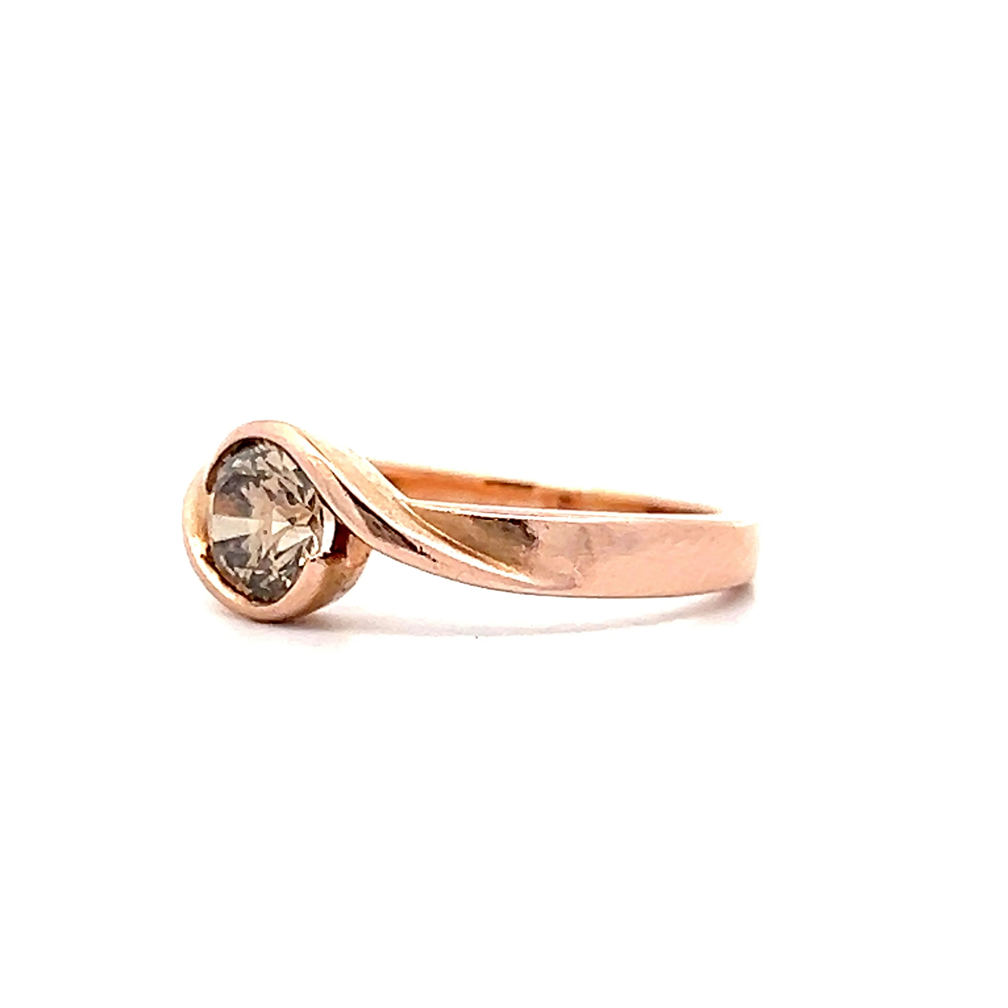 .55 Bezel Cognac Diamond Engagement Ring in Rose Gold - Image 5
