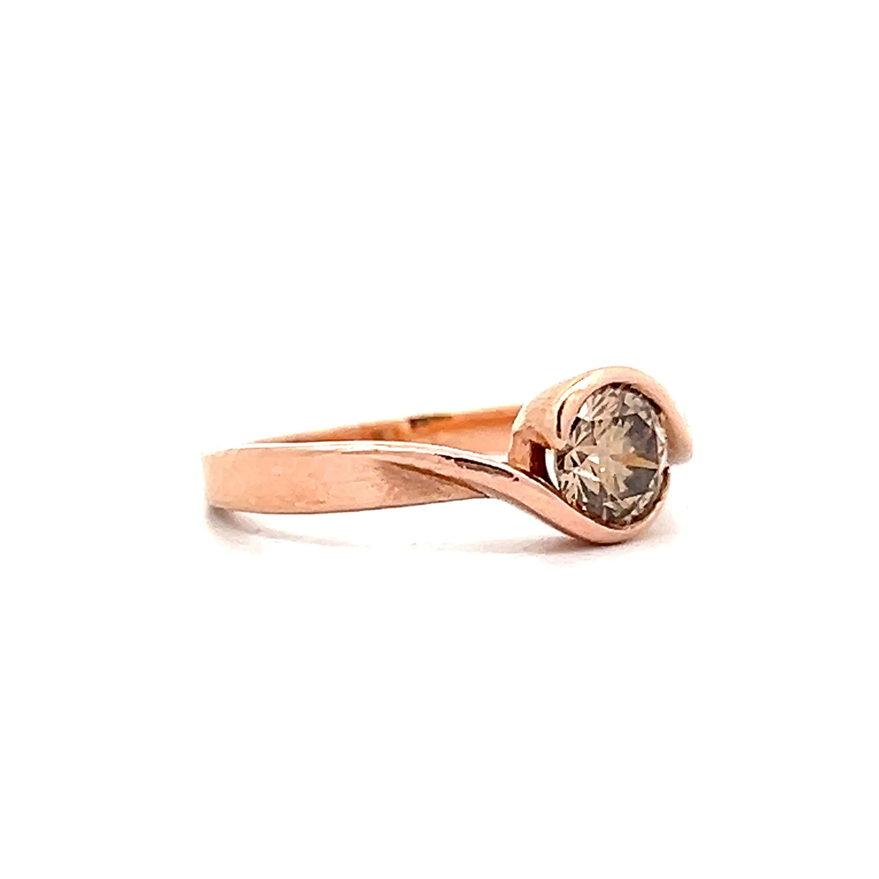 .55 Bezel Cognac Diamond Engagement Ring in Rose Gold - Image 6