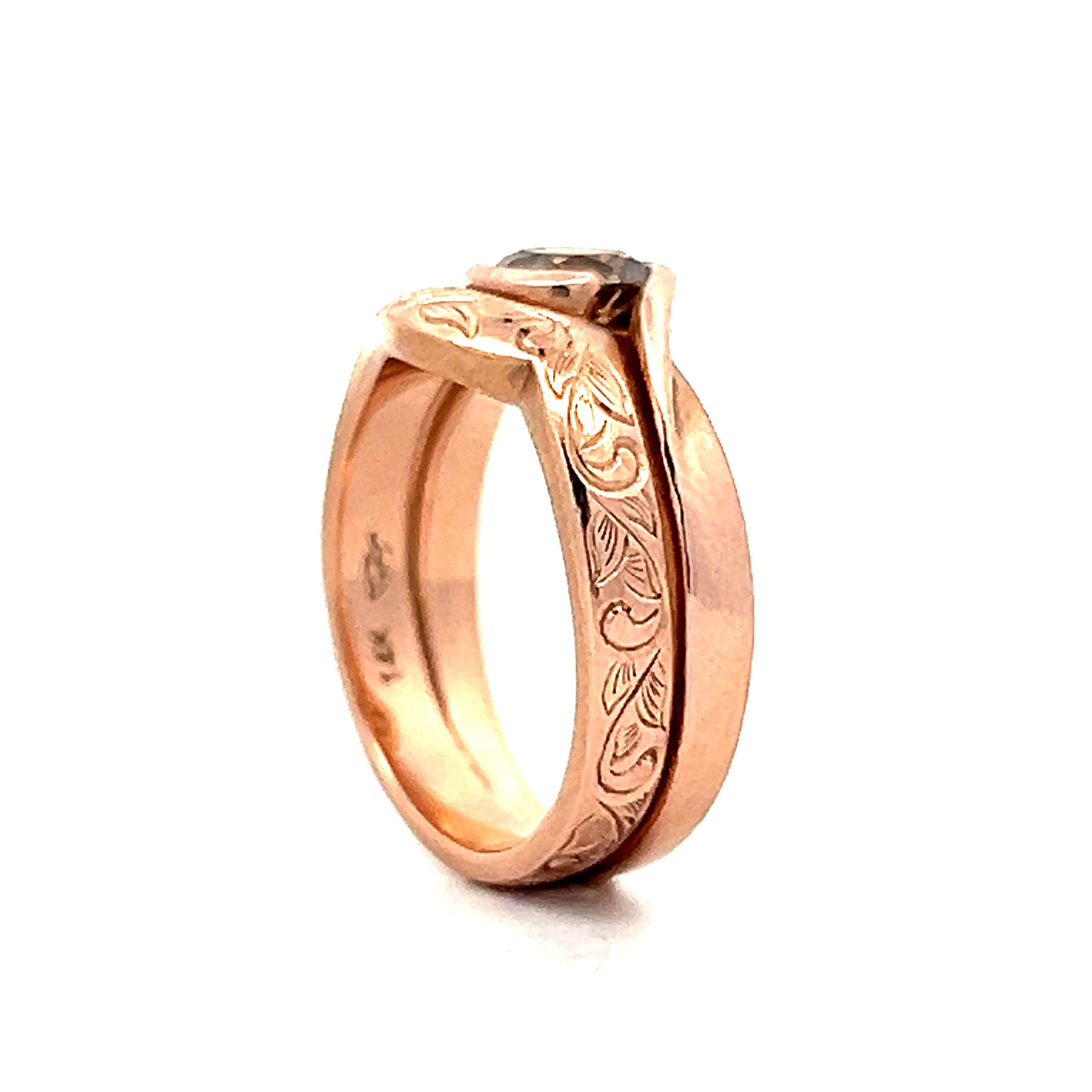 .55 Bezel Cognac Diamond Engagement Ring in Rose Gold - Image 9
