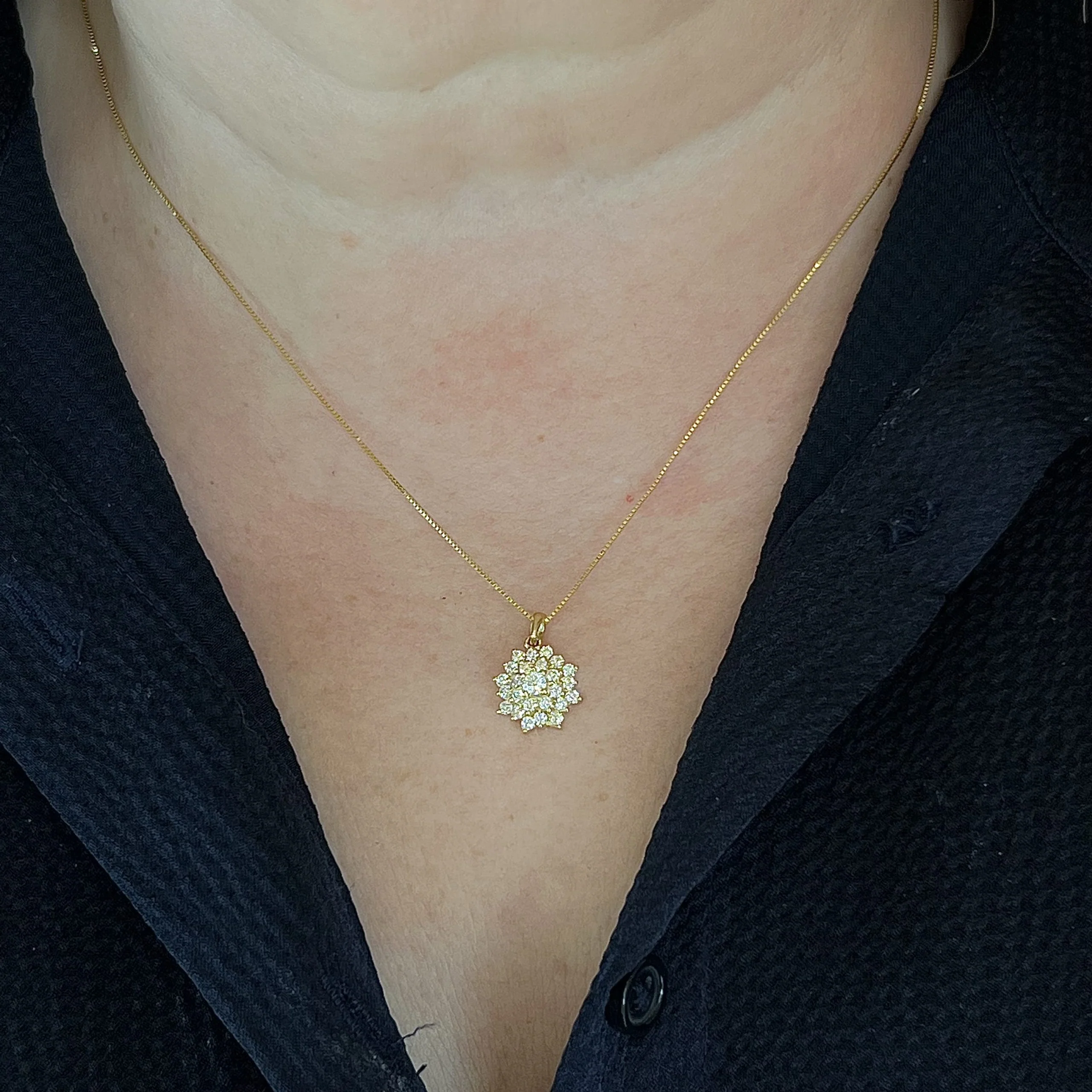 .55 Diamond Cluster Pendant Necklace in 18k Yellow Gold - Image 4