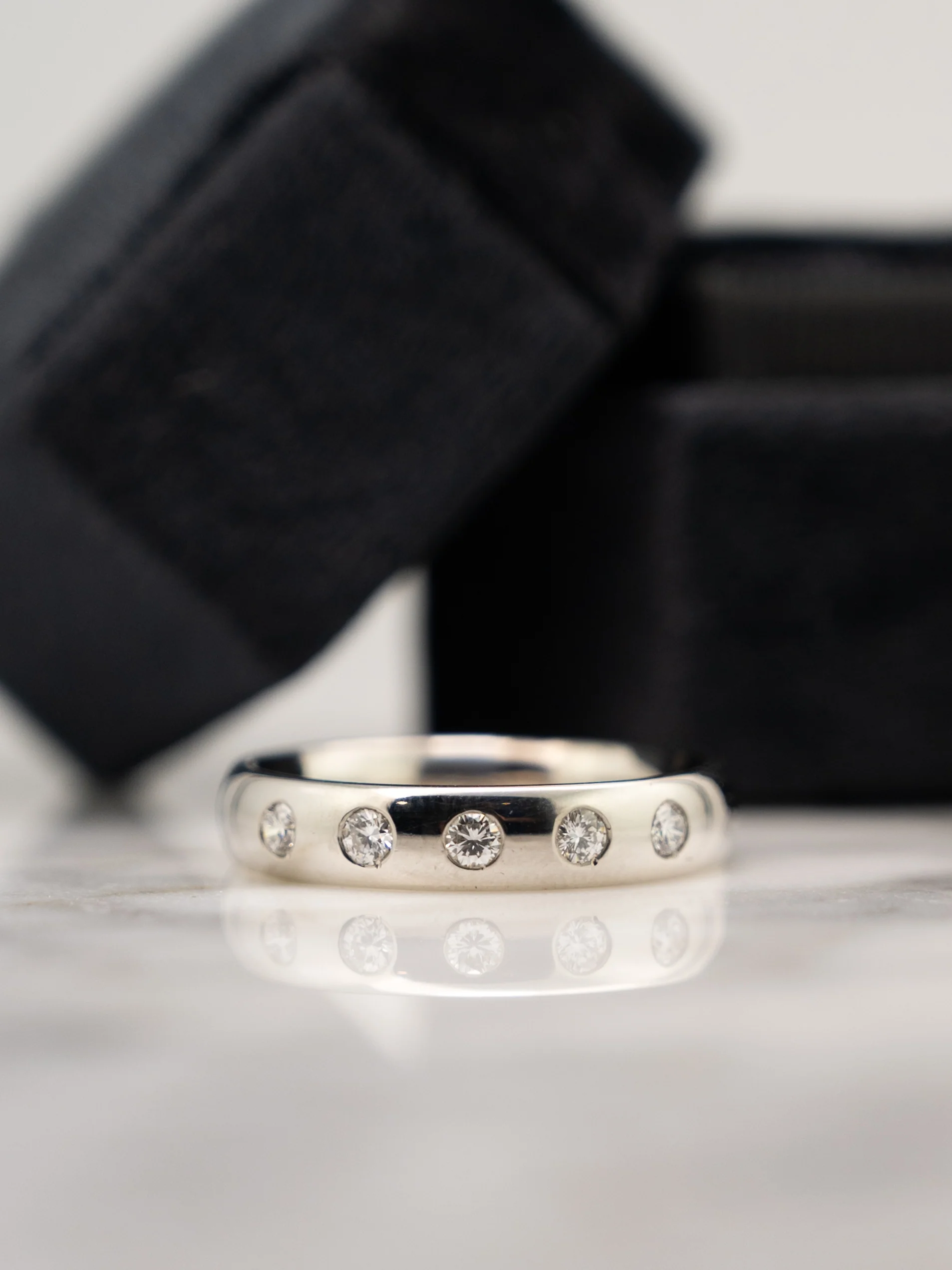.55 Mens Flush Set Diamond Wedding Band in Platinum - Image 6