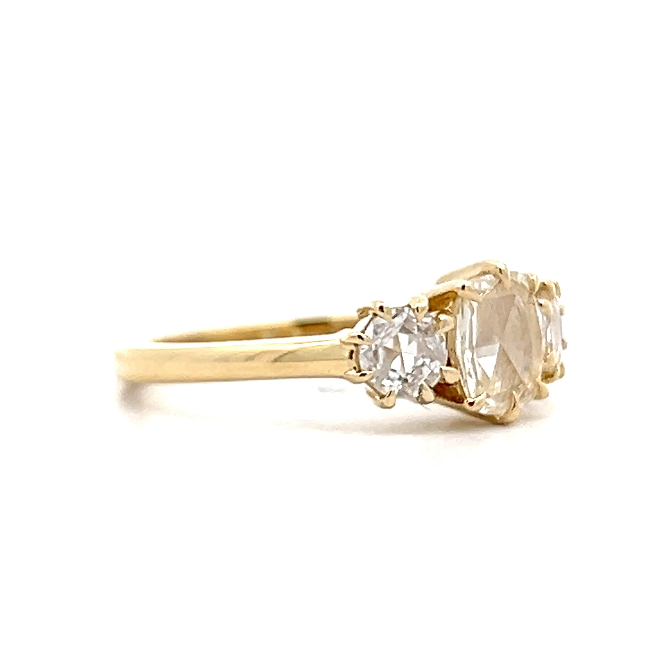 .55 Rose Diamond Three Stone Engagement Ring in 14k - Image 3