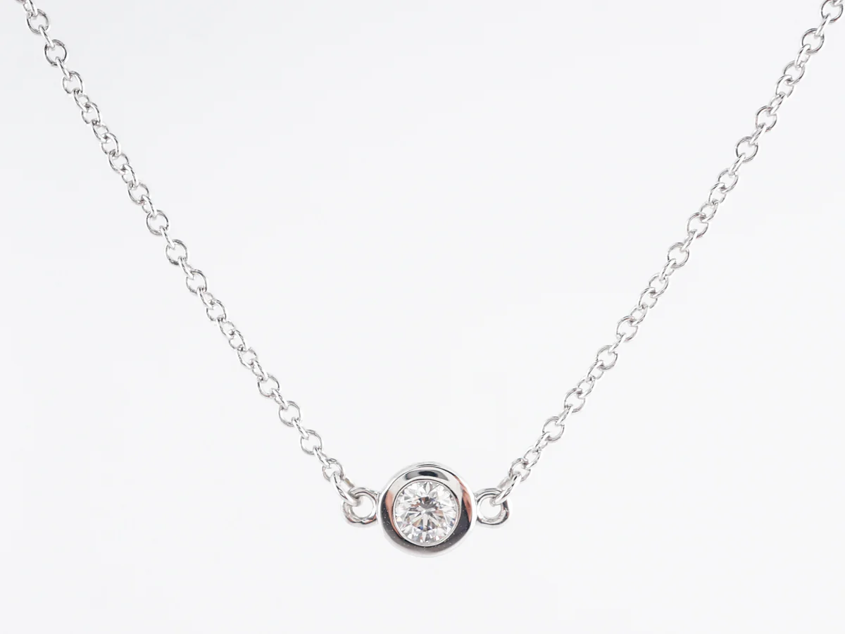 .55 Round Brilliant Bezel Diamond Necklace in 14K White Gold - Image 2
