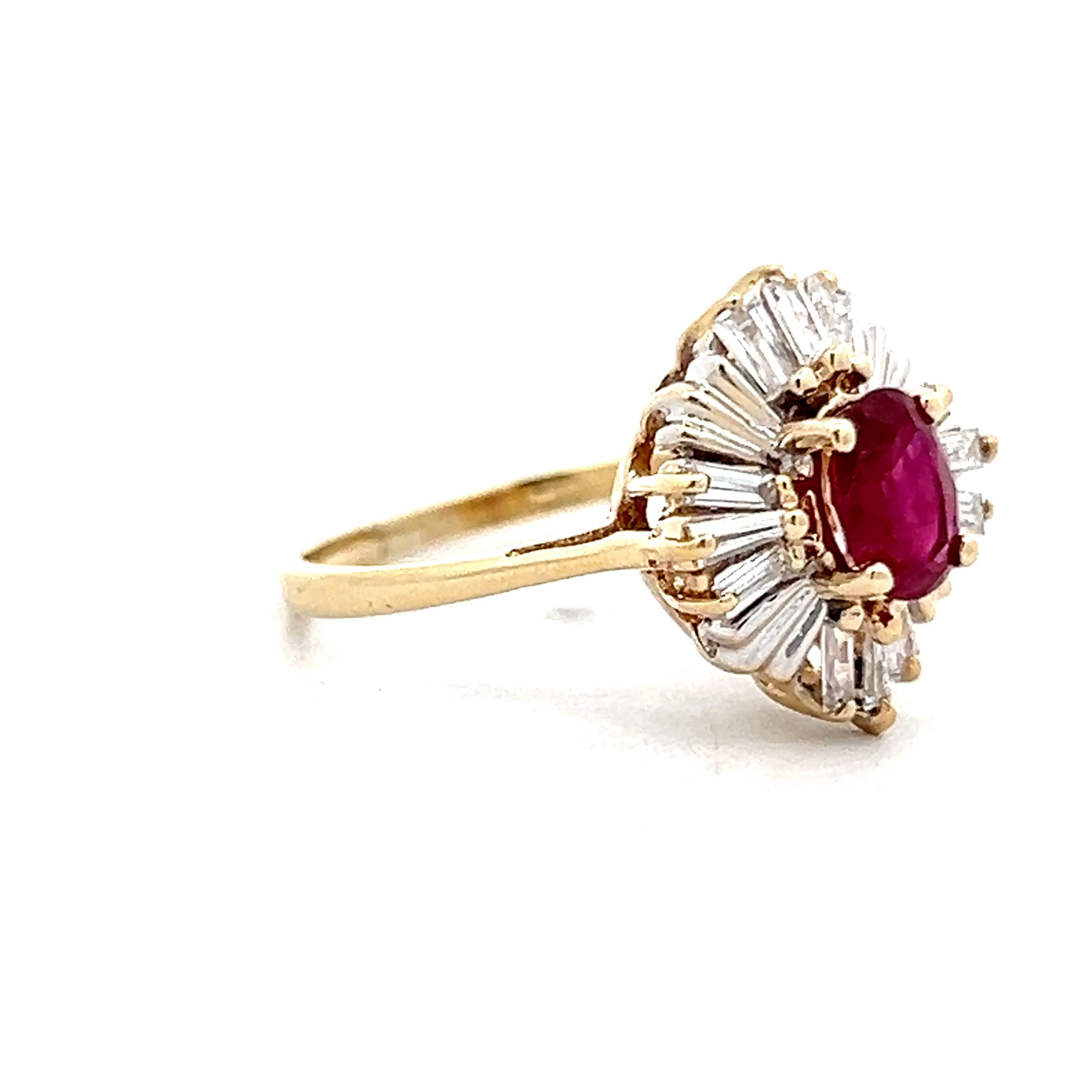 .55 Ruby Ballerina Halo Engagement Ring in 14k - Image 3