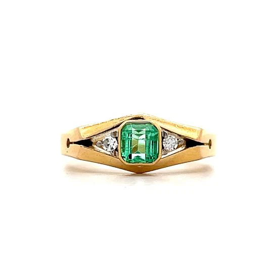 .55 Square Cut Emerald Cocktail Ring in 18k Yellow Gold