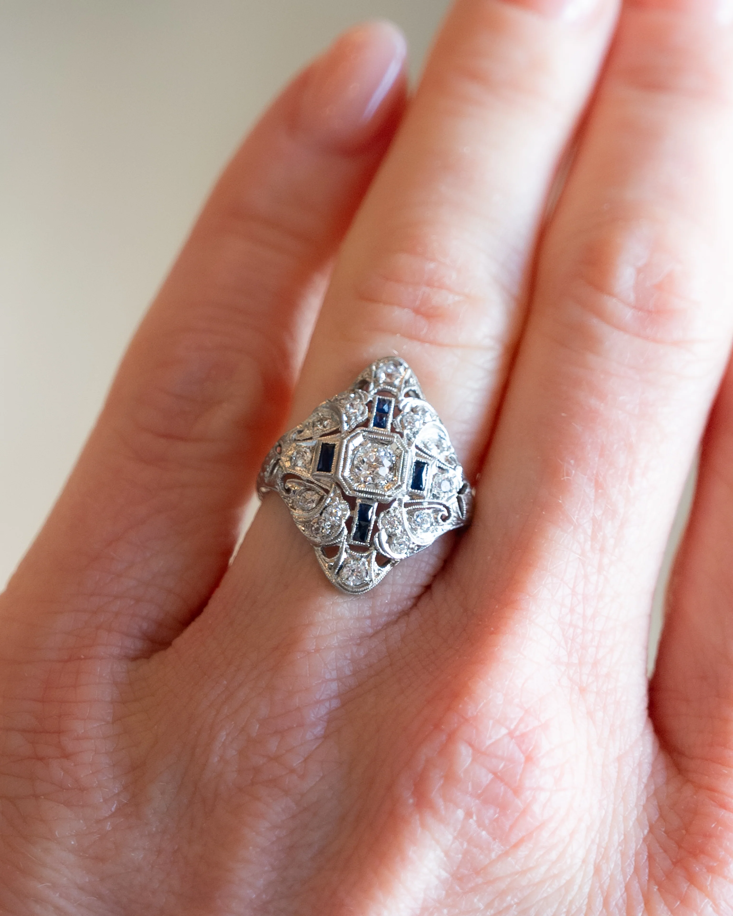 .55 Vintage Art Deco Diamond Cocktail Ring in Platinum - Image 6
