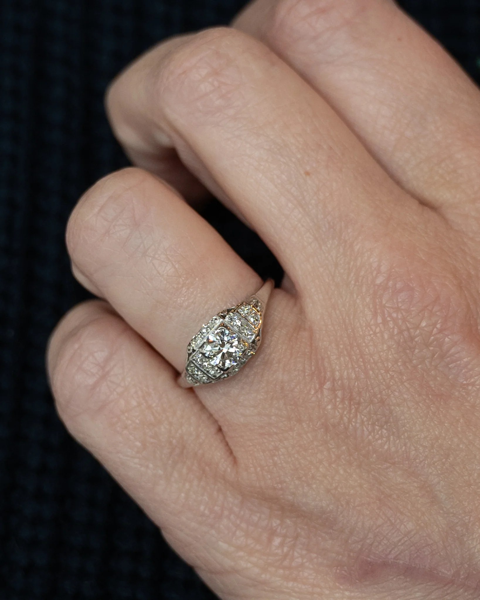 .55 Vintage Deco Diamond Engagement Ring in Platinum - Image 7